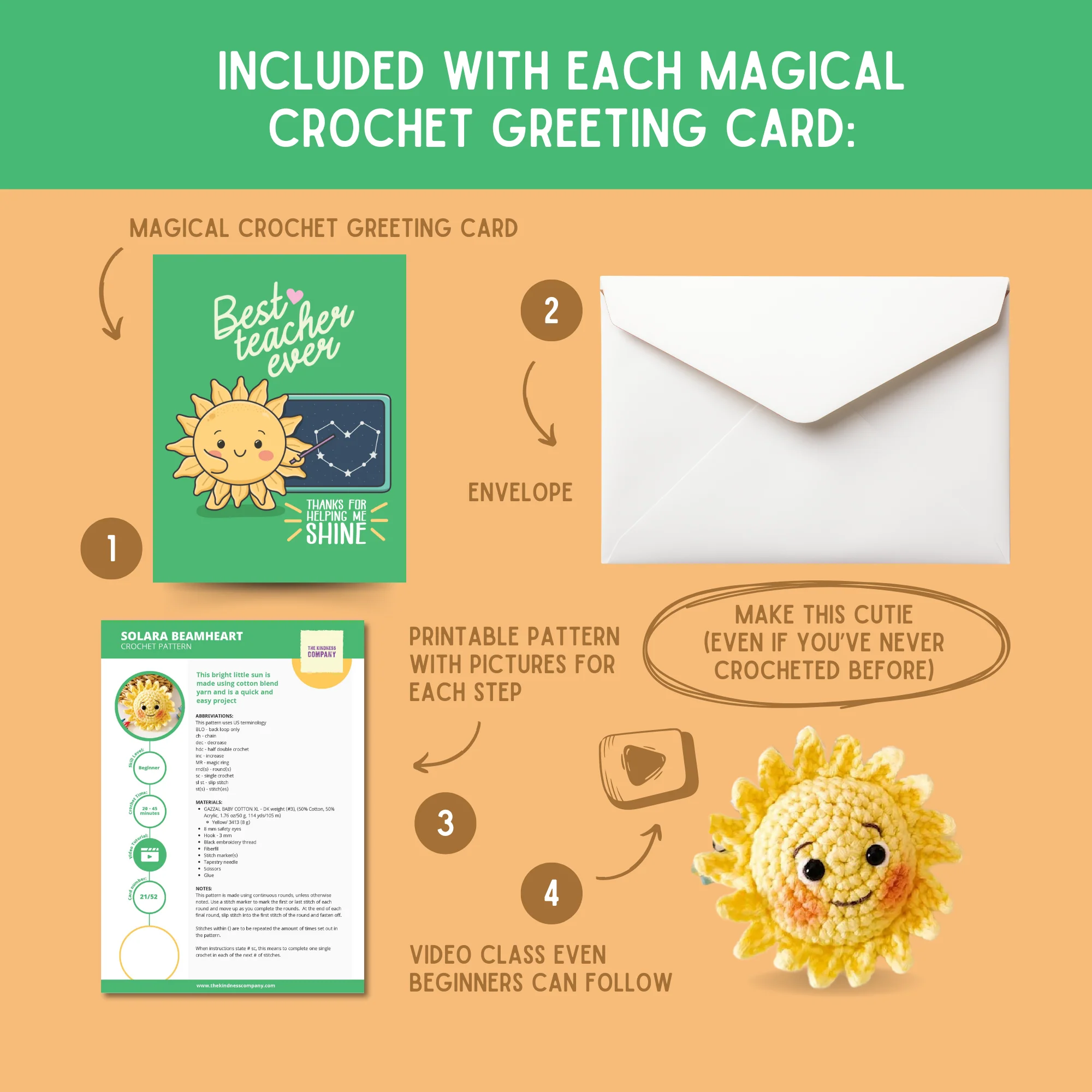 Sun Crochet Pattern & Matching Card: "Best Teacher" - Image 3