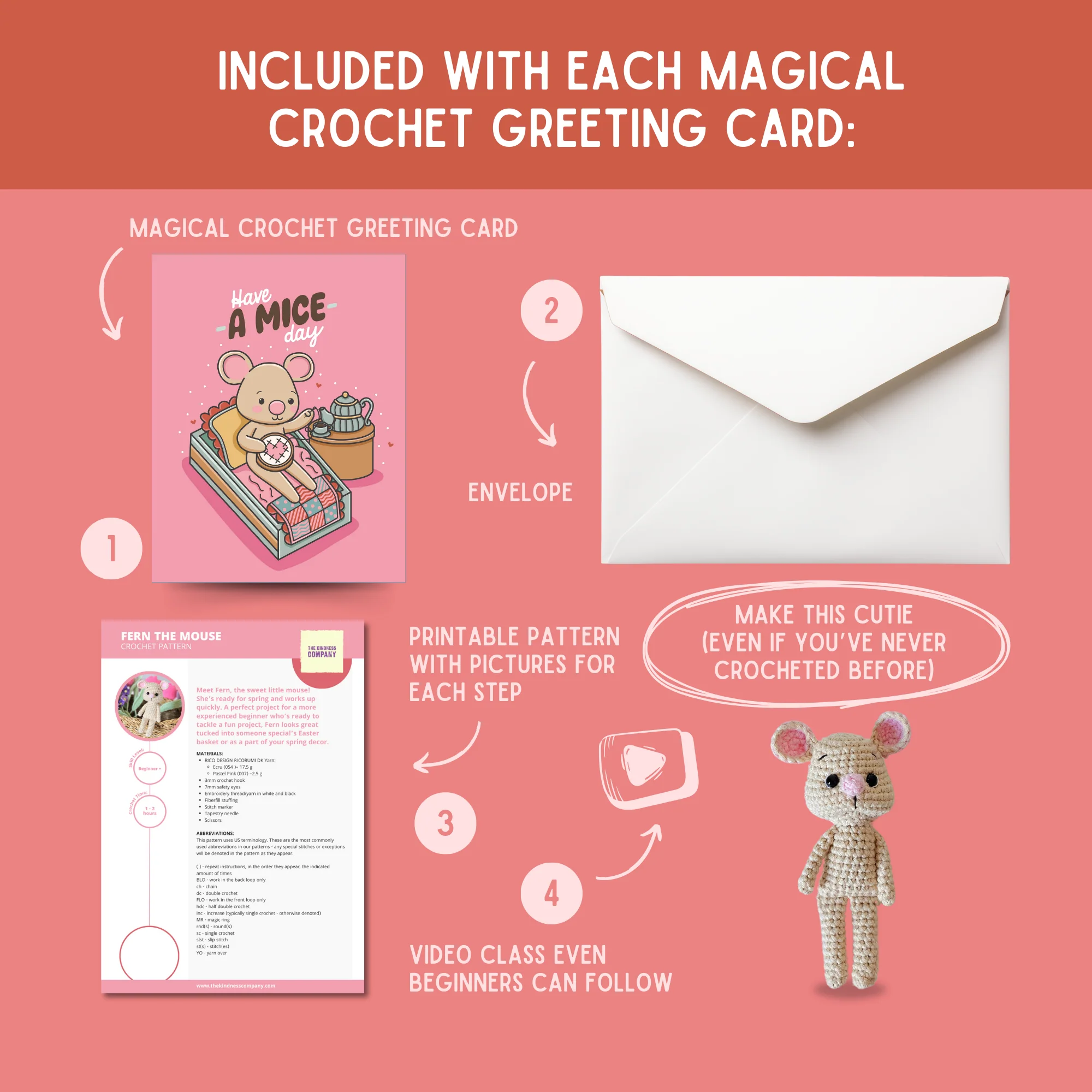 Mouse Crochet Pattern & Matching Card: "Have A Mice Day" - Image 3