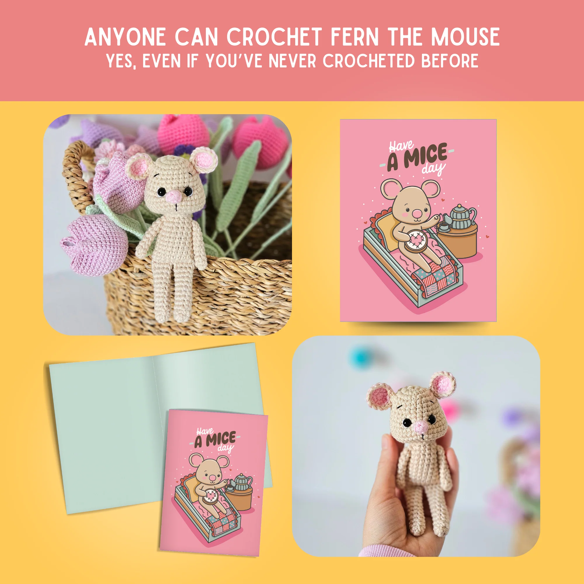 Mouse Crochet Pattern & Matching Card: "Have A Mice Day" - Image 5