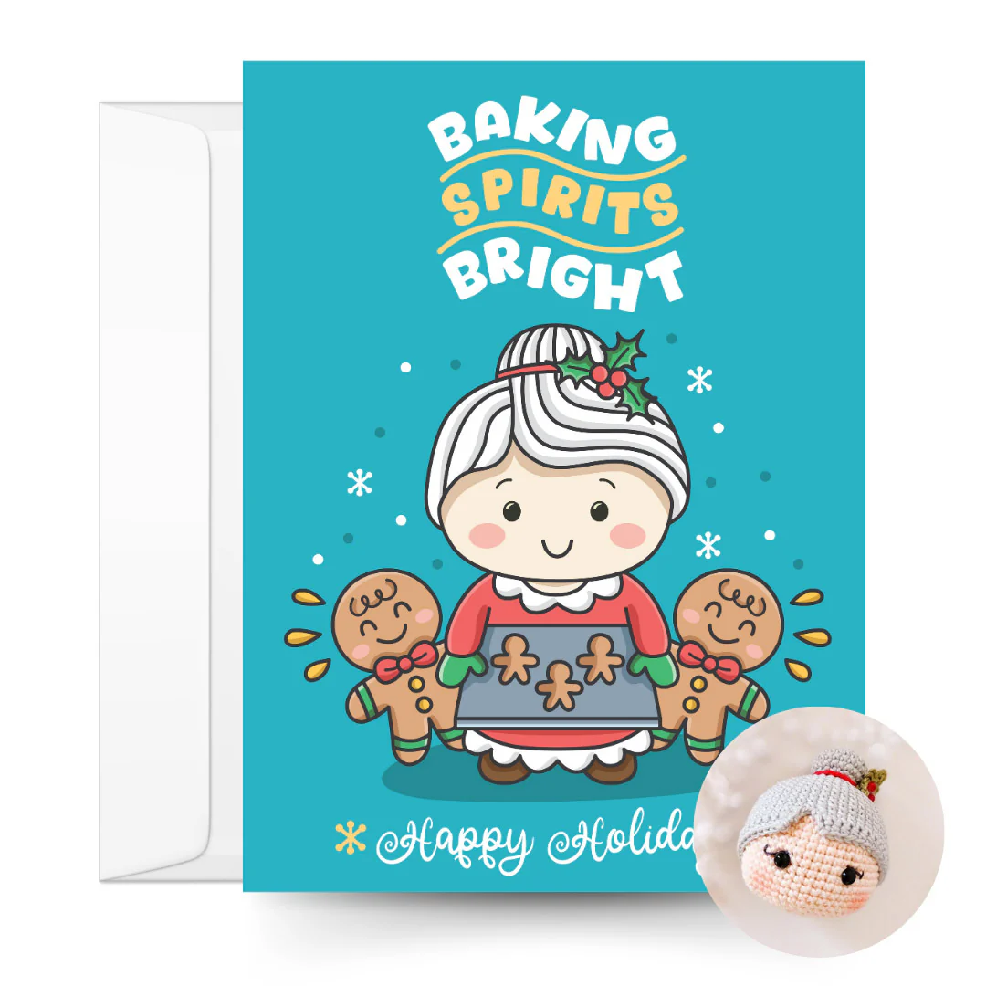 Mrs. Claus Crochet Pattern & Matching Card: "Happy Holidays"