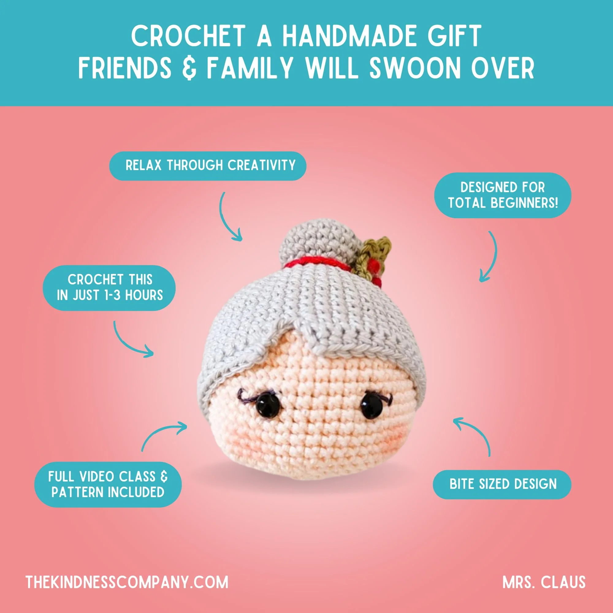 Mrs. Claus Crochet Pattern & Matching Card: "Happy Holidays" - Image 4
