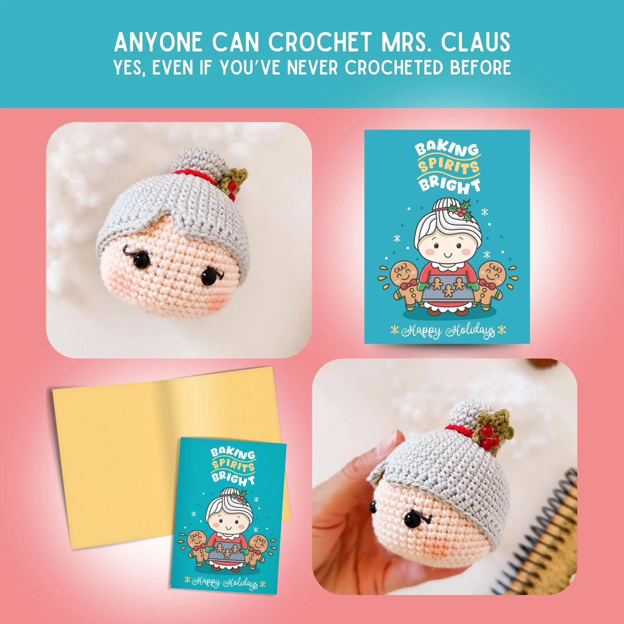 Mrs. Claus Crochet Pattern & Matching Card: "Happy Holidays" - Image 5