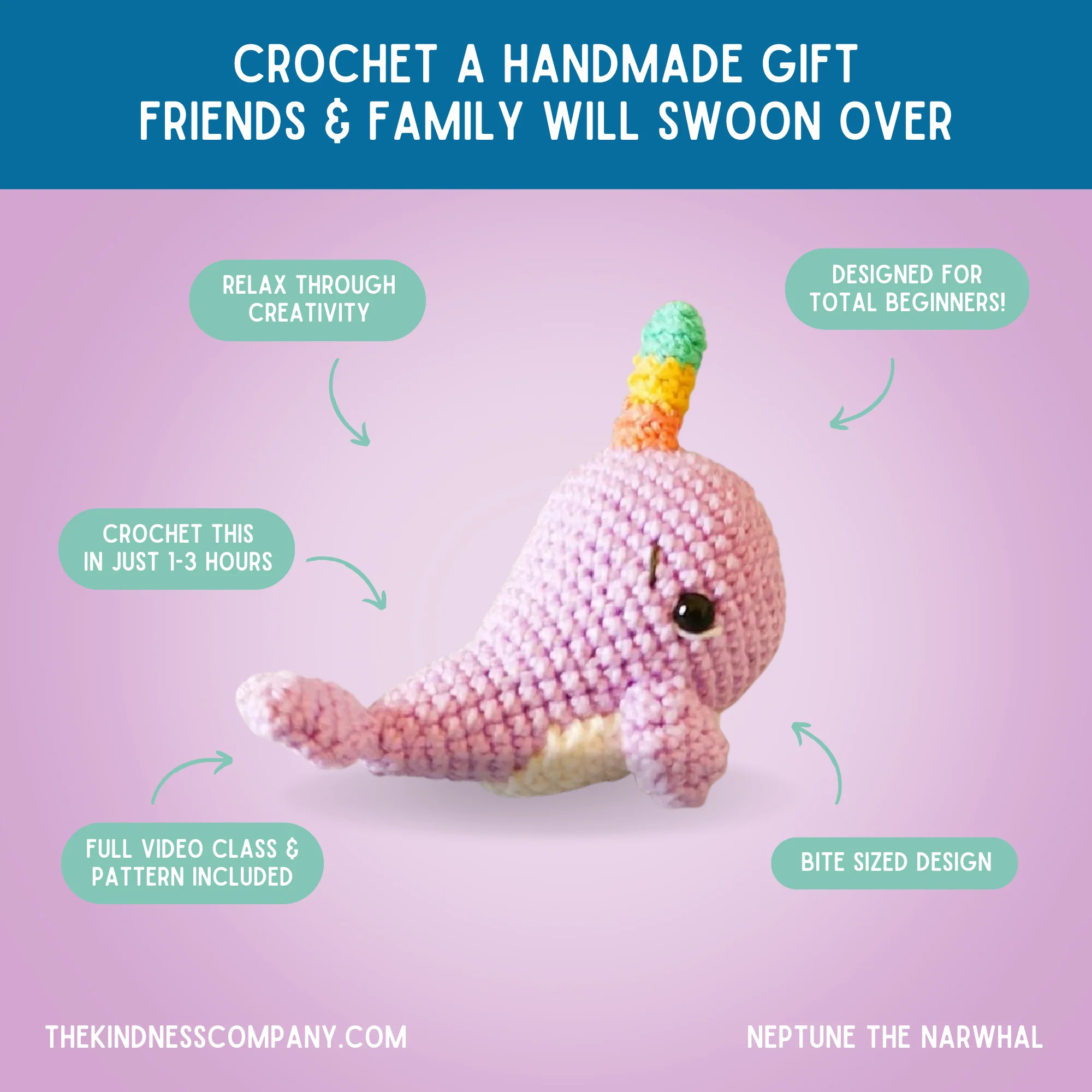 Narwhal Crochet Pattern & Matching Card: "Birthday" - Image 4