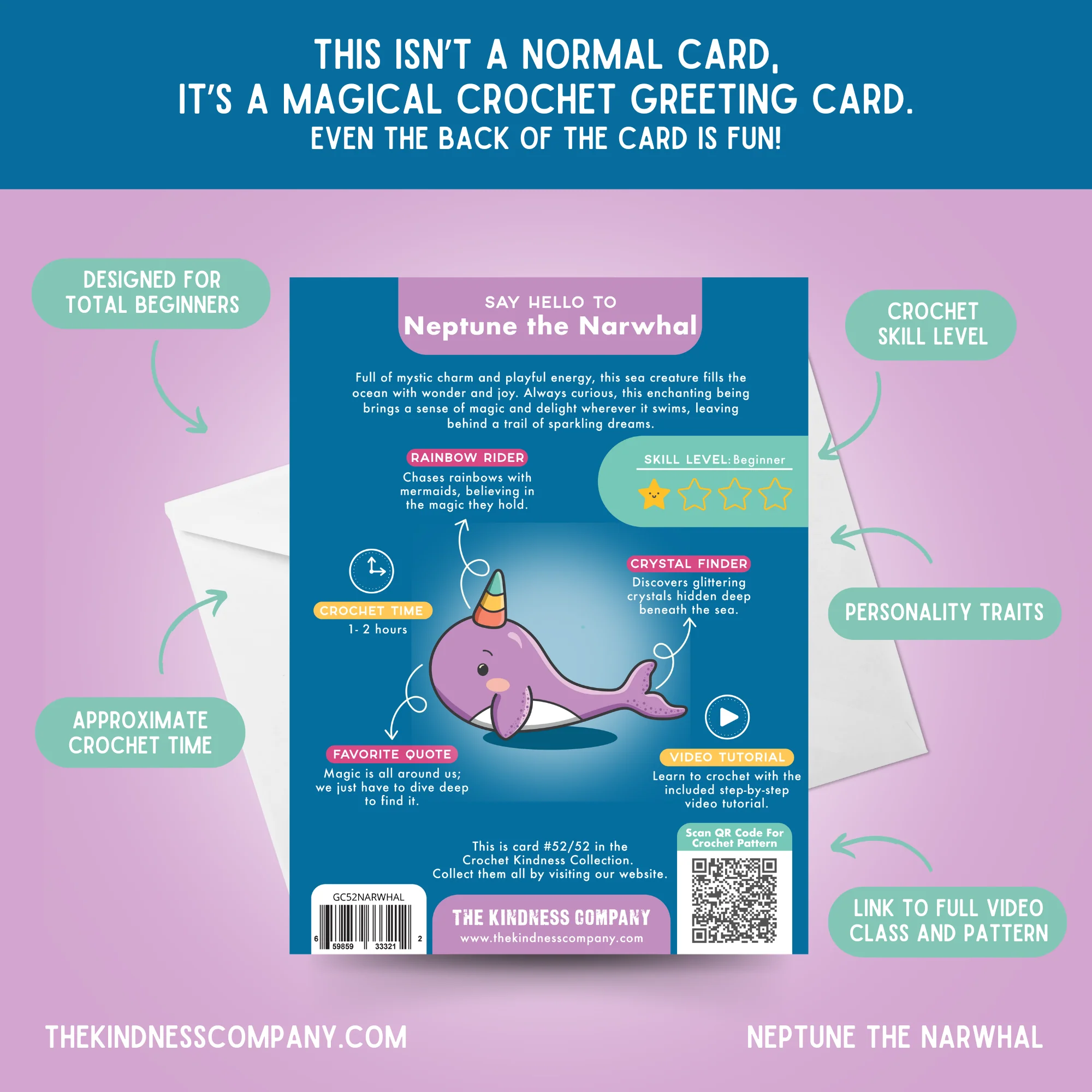Narwhal Crochet Pattern & Matching Card: "Birthday" - Image 7