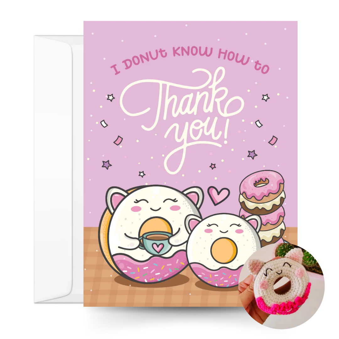 Patrick The Sheep, Barbell Bun Bun, Sassy The Seahorse & Daphne The Donut Crochet Pattern & Matching Greeting Cards Bundle - Image 12