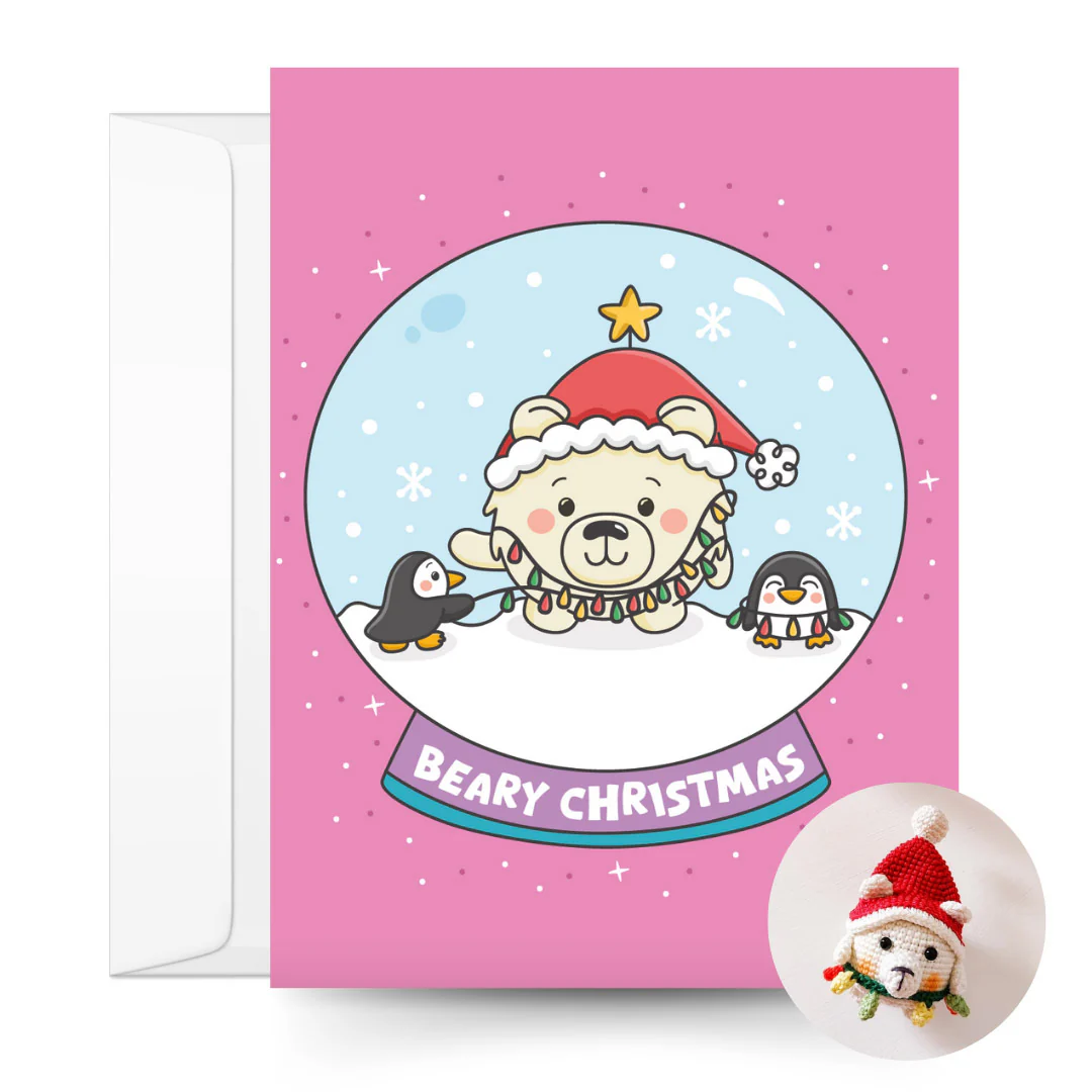 Polar Bear Crochet Pattern & Matching Card: "Beary Christmas"