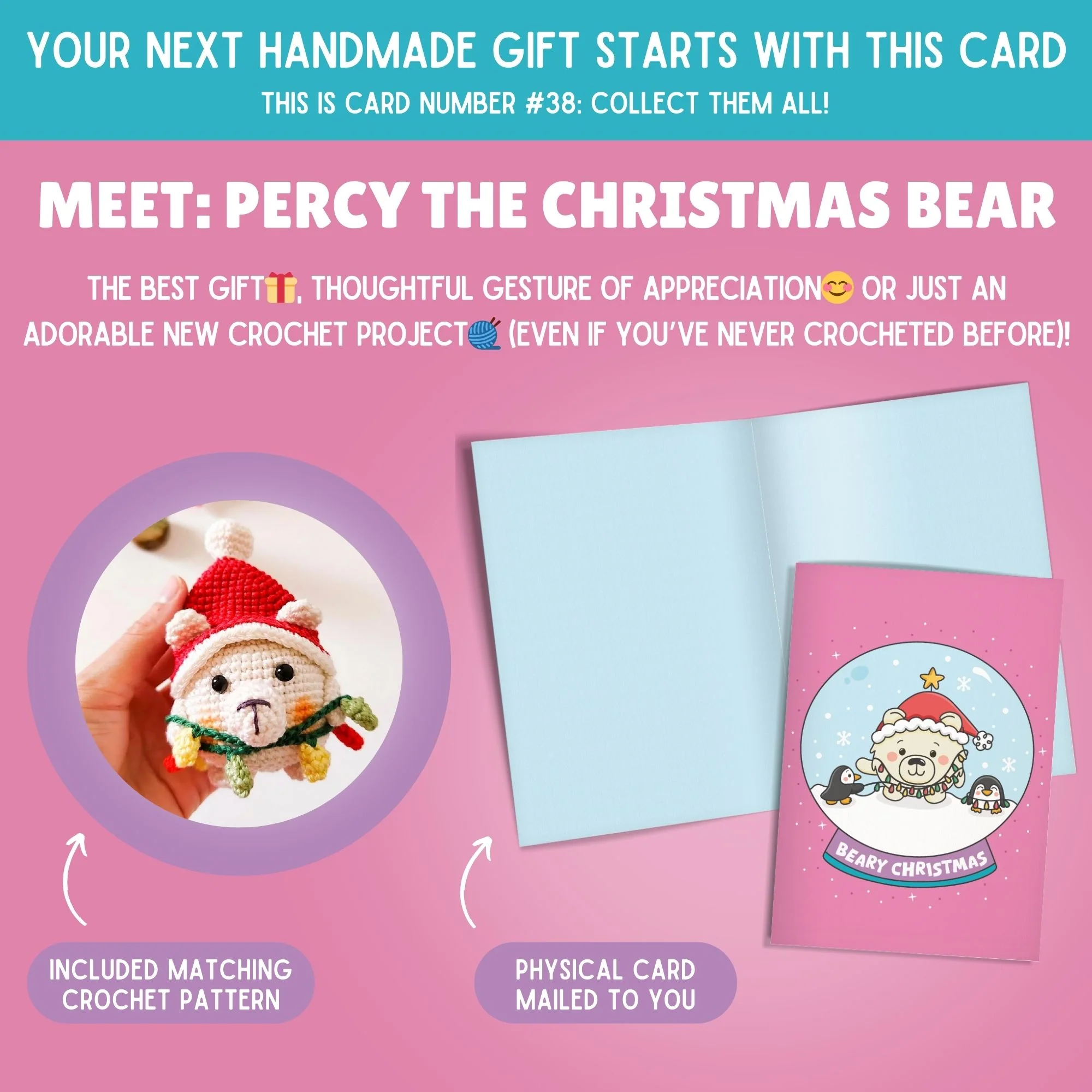 Polar Bear Crochet Pattern & Matching Card: "Beary Christmas" - Image 2