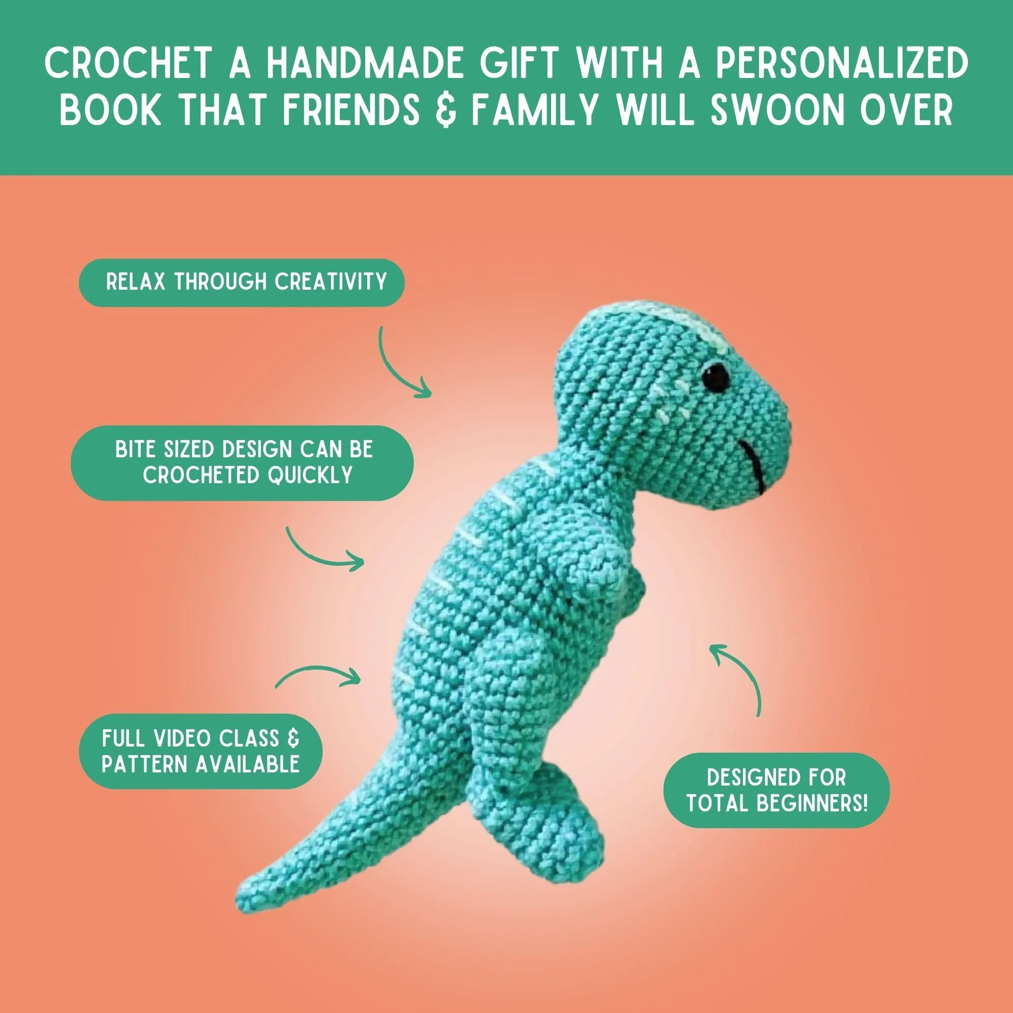 Dinosaur Adventure Crochet Storybook: Personalize The Book With Your Loved Ones Names & Crochet The Story To Life - Image 4