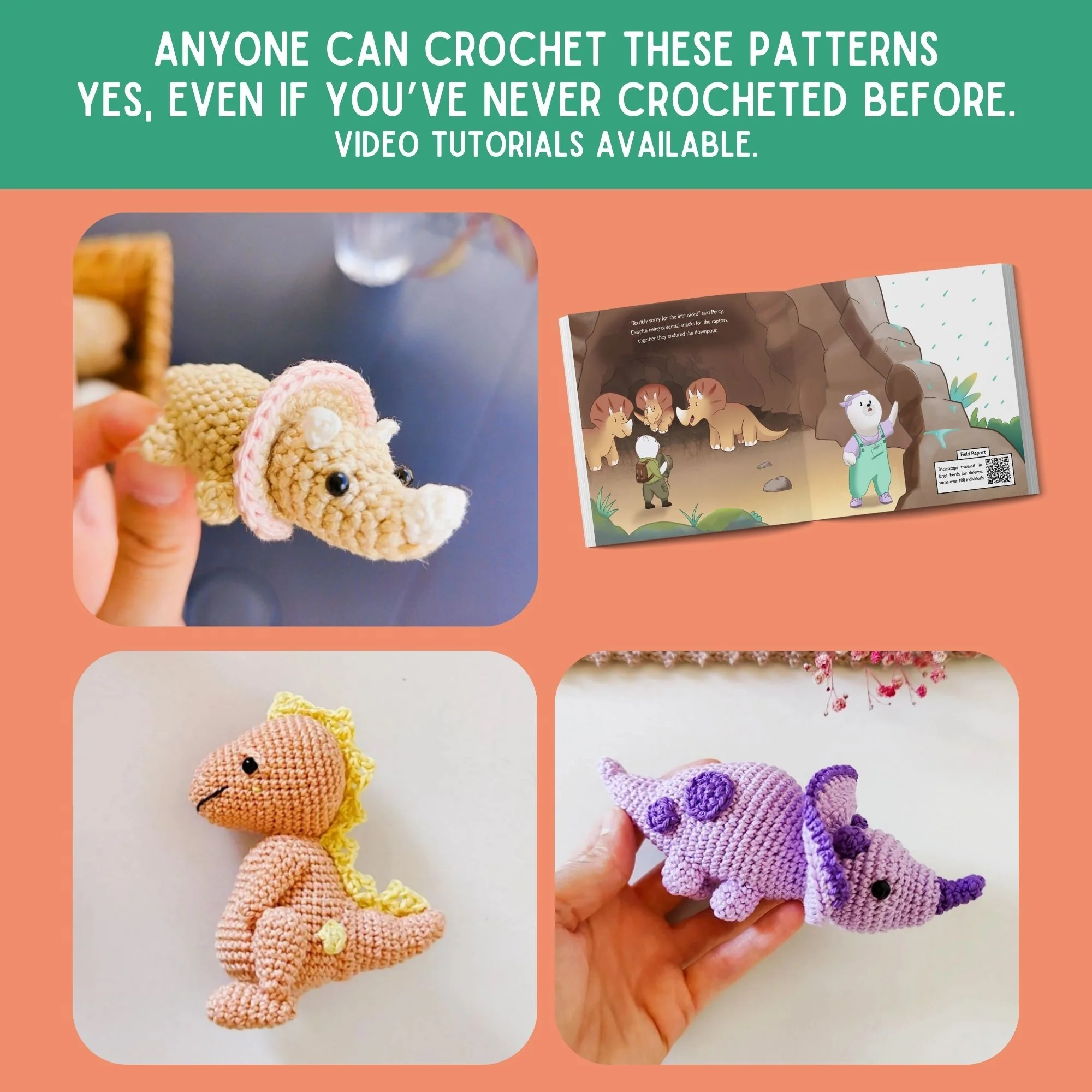 Dinosaur Adventure Crochet Storybook: Personalize The Book With Your Loved Ones Names & Crochet The Story To Life - Image 5