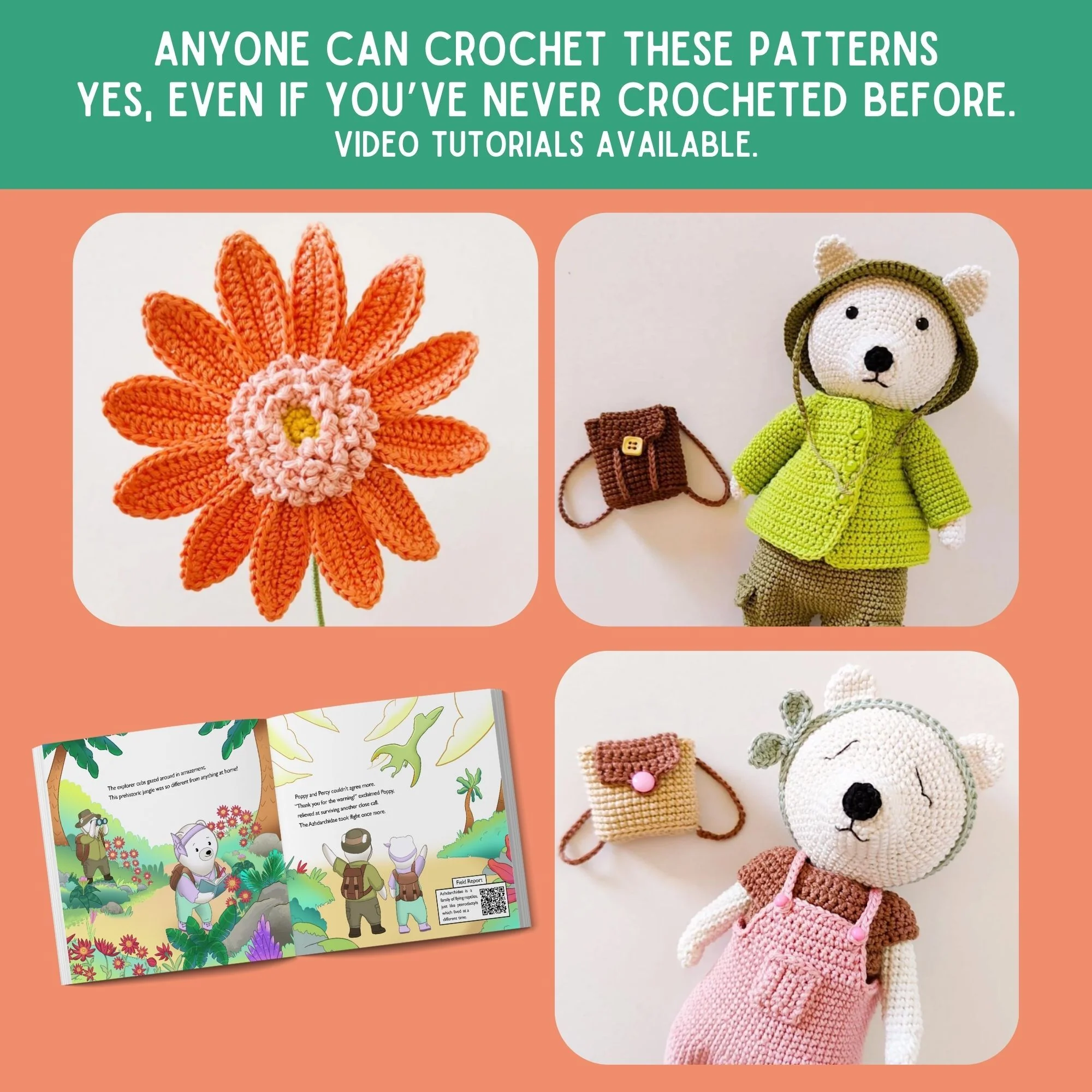 Dinosaur Adventure Crochet Storybook: Personalize The Book With Your Loved Ones Names & Crochet The Story To Life - Image 7