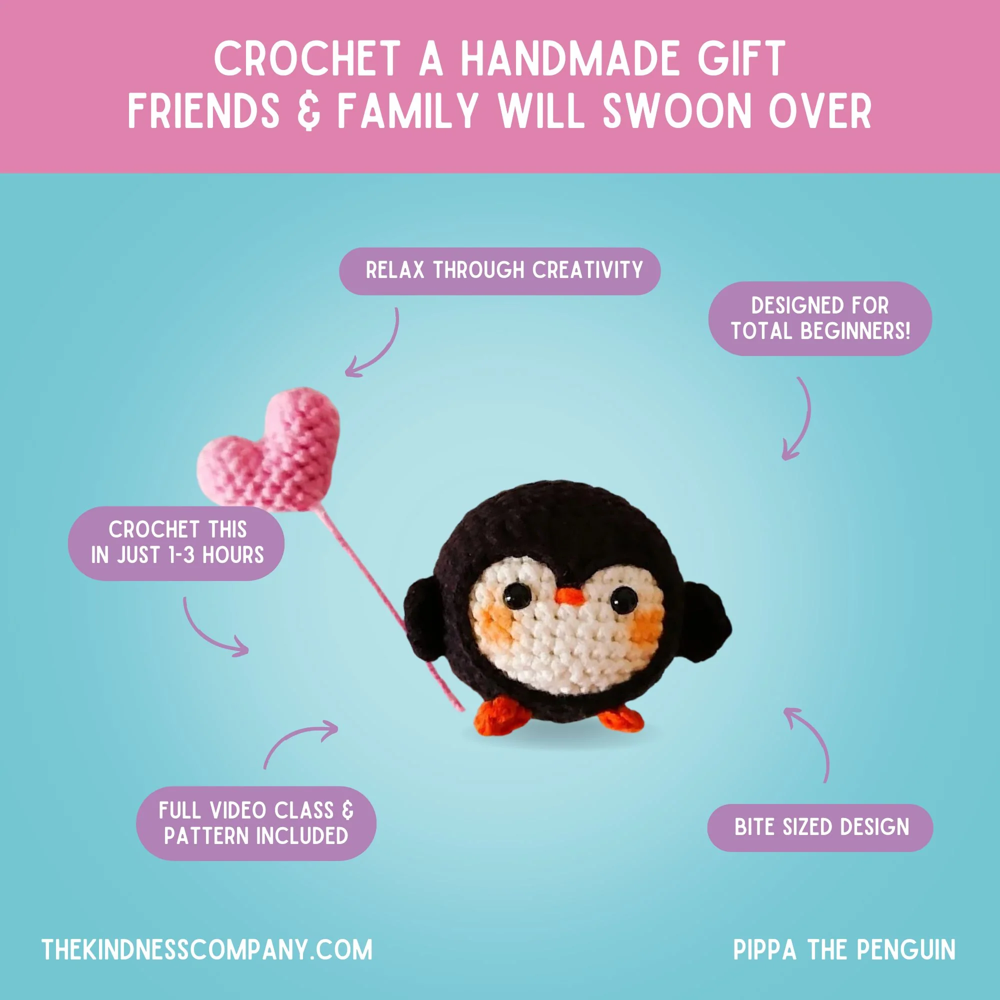 Penguin Crochet Pattern & Matching Card: "Thinking Of You" - Image 4