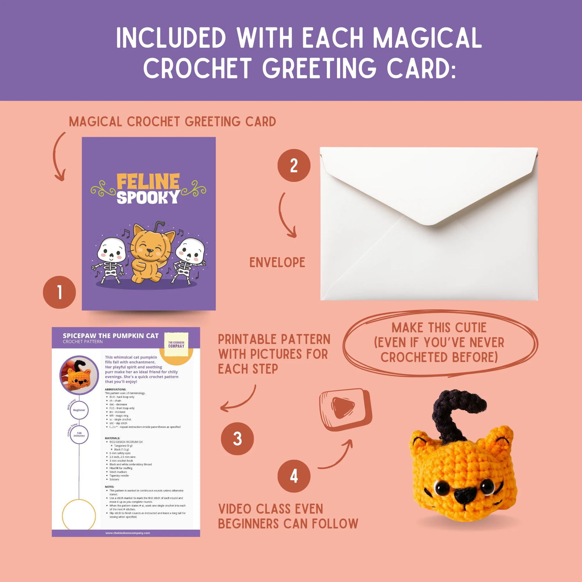 Pumpkin Cat Crochet Pattern & Matching Card: "Halloween" - Image 3