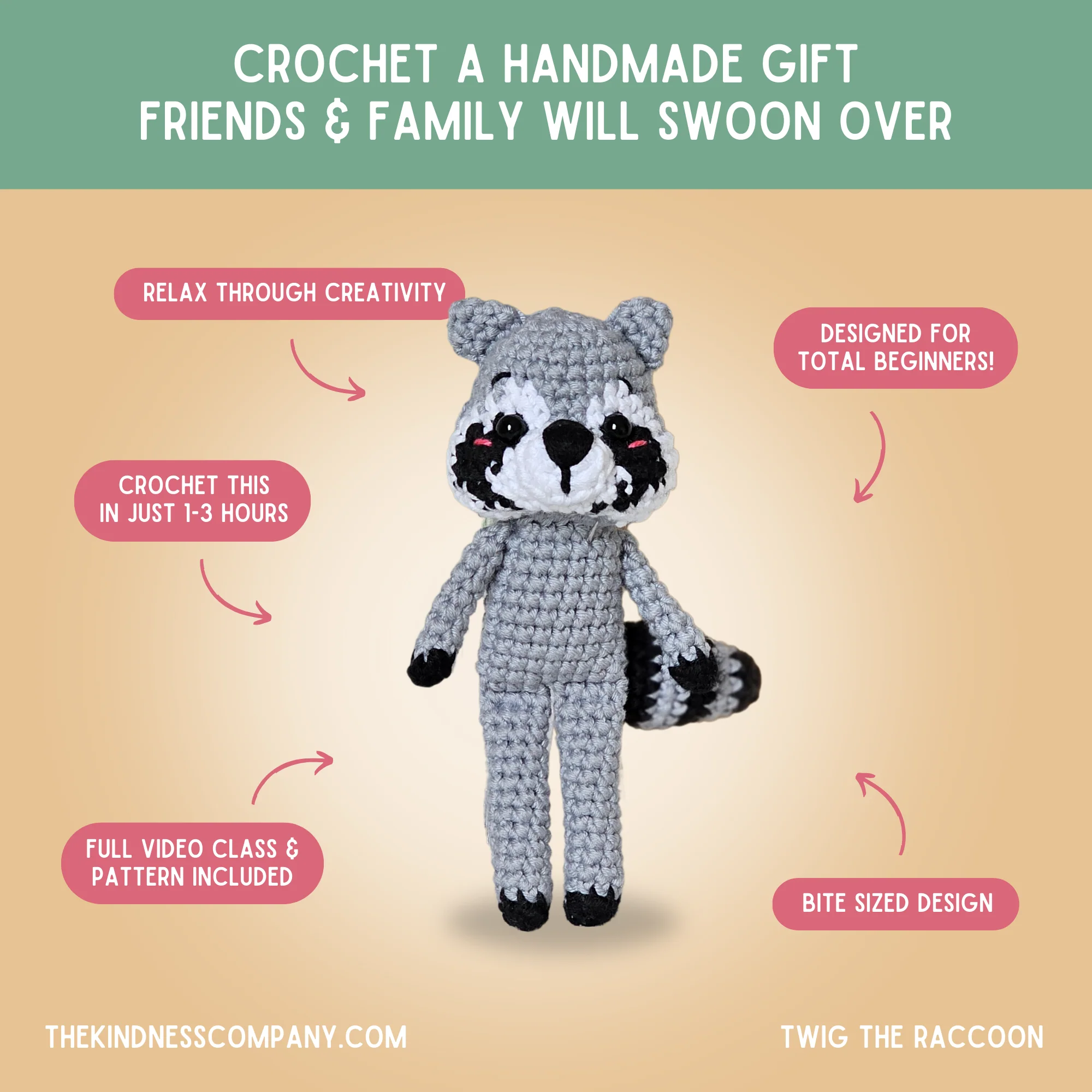 Raccoon Crochet Pattern & Matching Card: "You Have Stolen My Heart" - Image 4