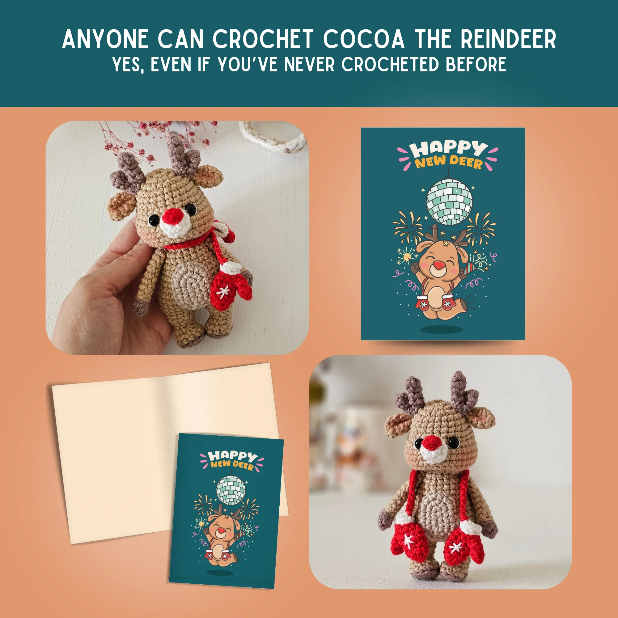 Reindeer Crochet Pattern & Matching Card: "Happy New Deer" - Image 10