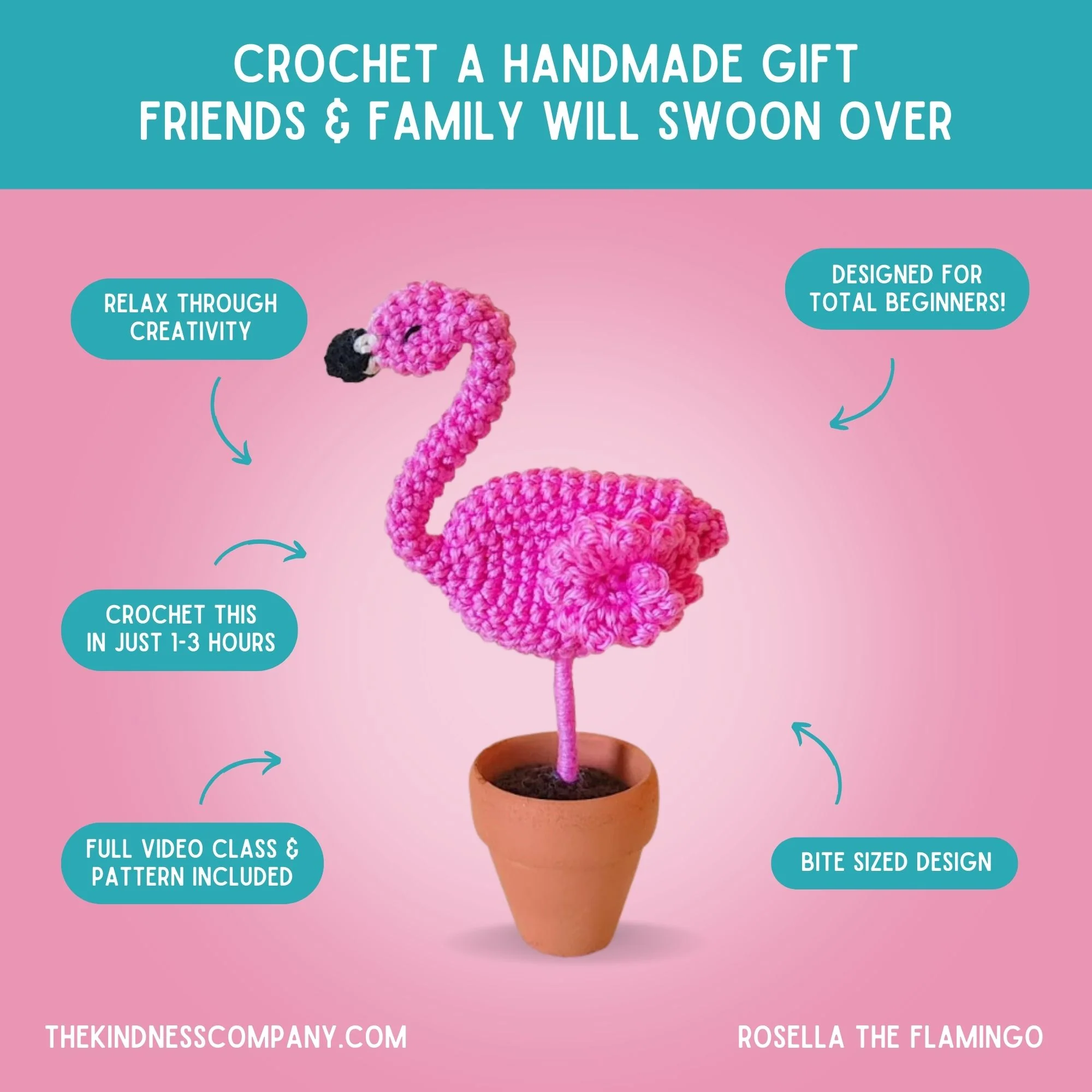 Flamingo Crochet Pattern & Matching Card: "Congrats Love Birds" - Image 4