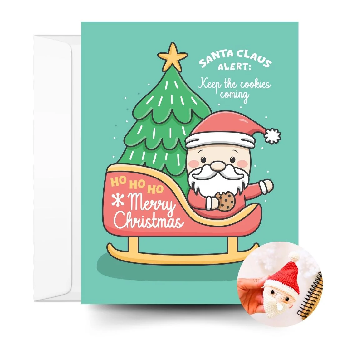 Santa Crochet Pattern & Matching Card: "Merry Christmas"