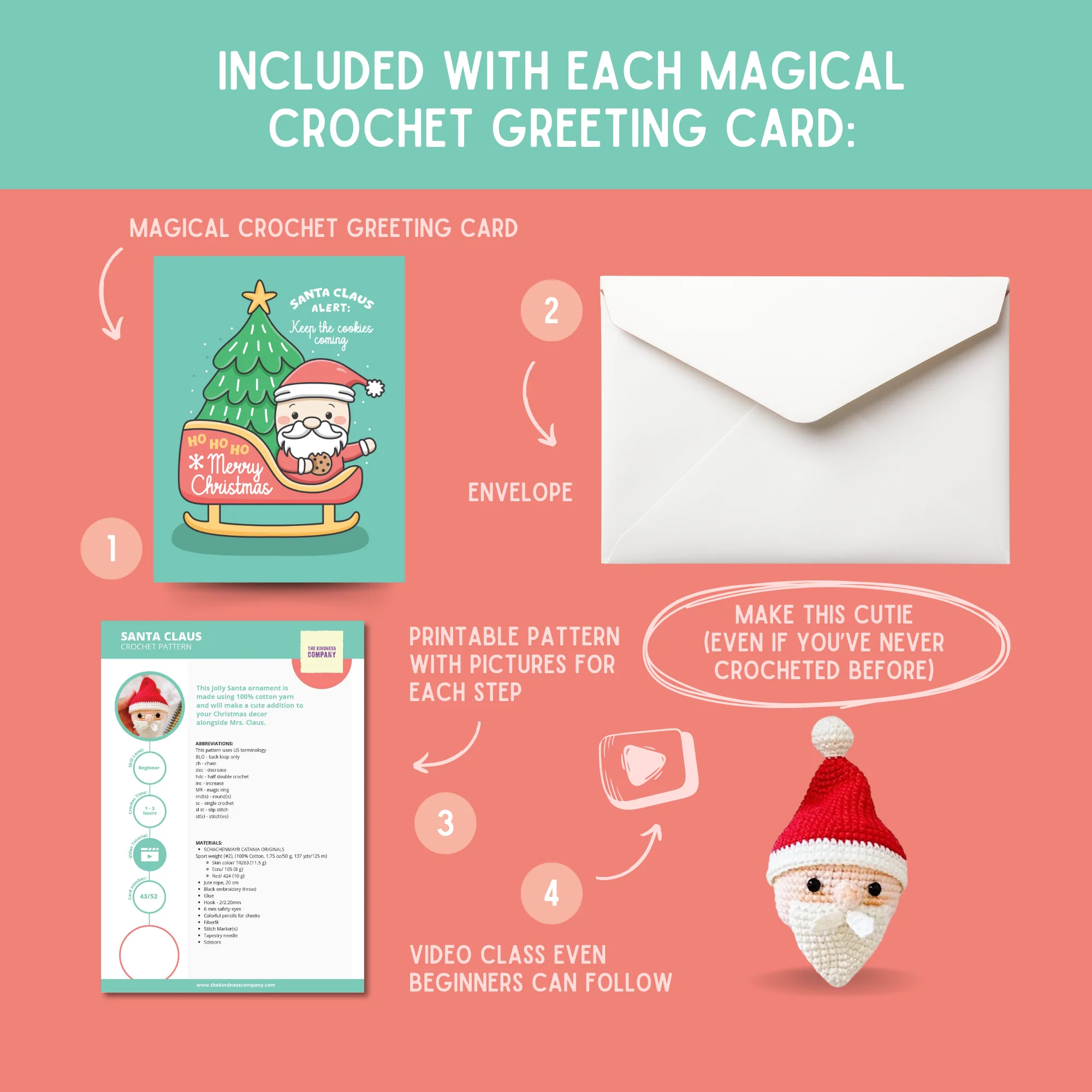 Santa Crochet Pattern & Matching Card: "Merry Christmas" - Image 3