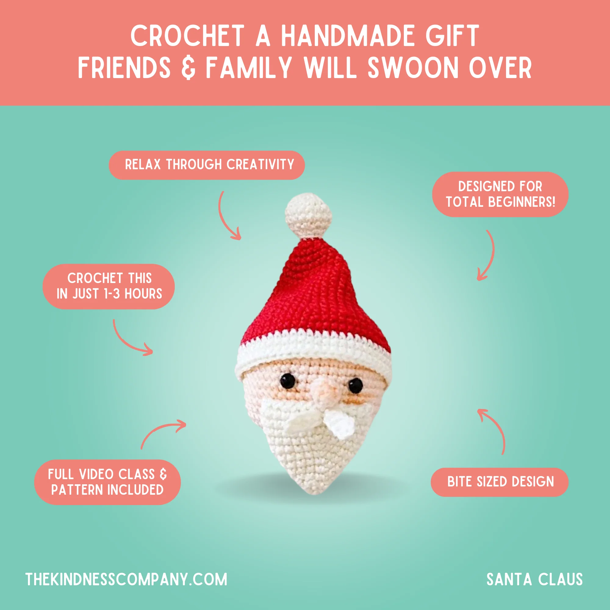 Santa Crochet Pattern & Matching Card: "Merry Christmas" - Image 4