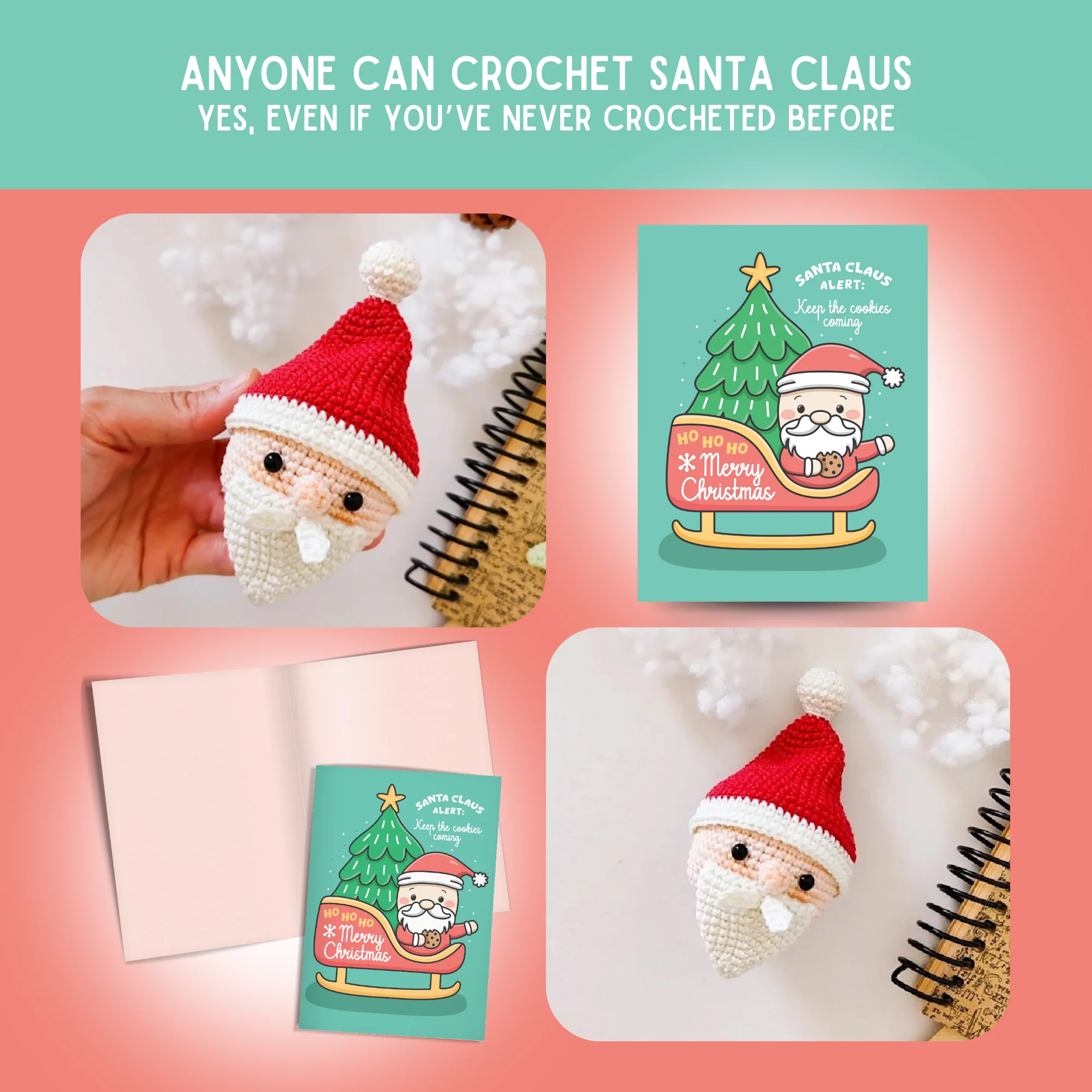 Santa Crochet Pattern & Matching Card: "Merry Christmas" - Image 5