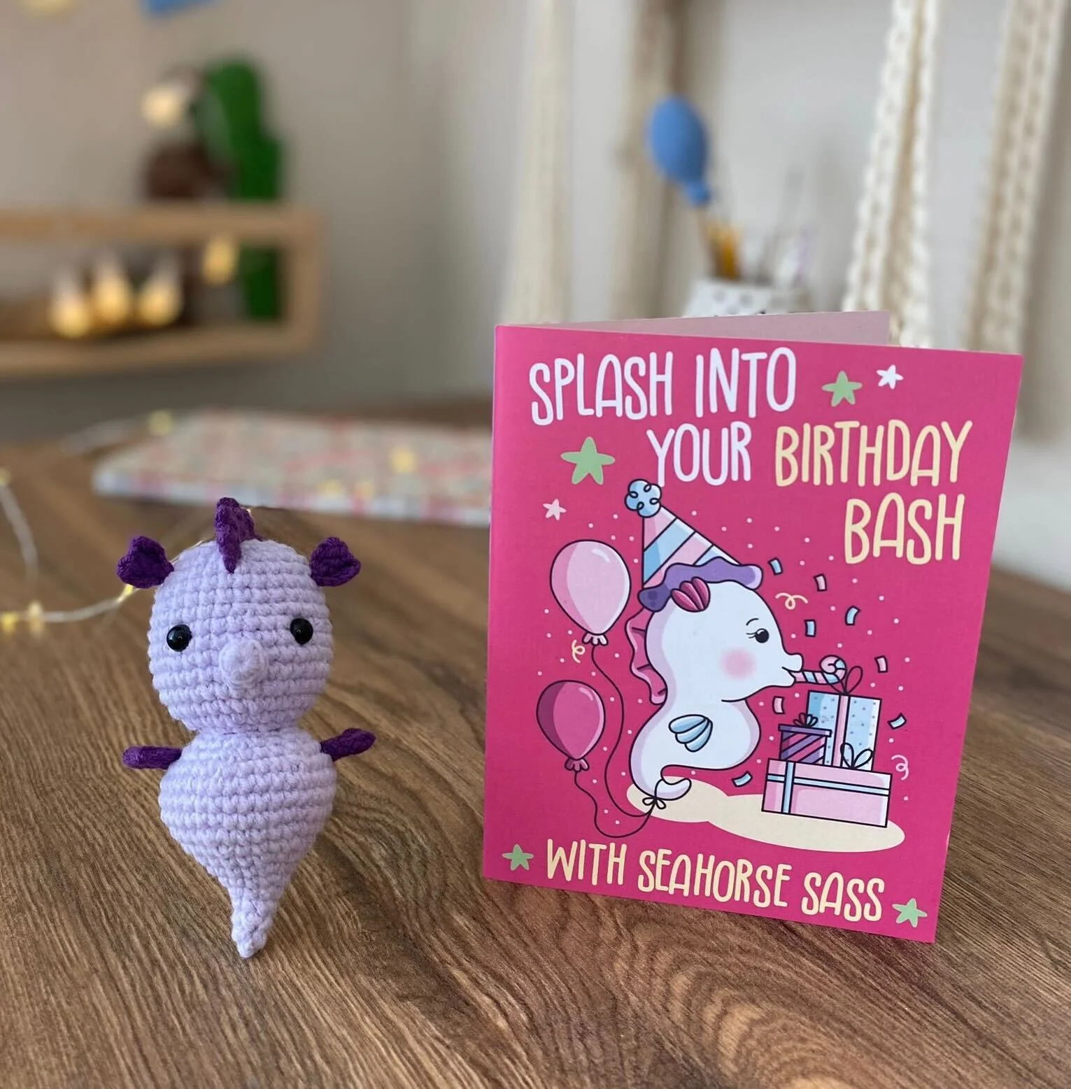Seahorse Crochet Pattern & Matching Card: "Birthday Bash" - Image 7