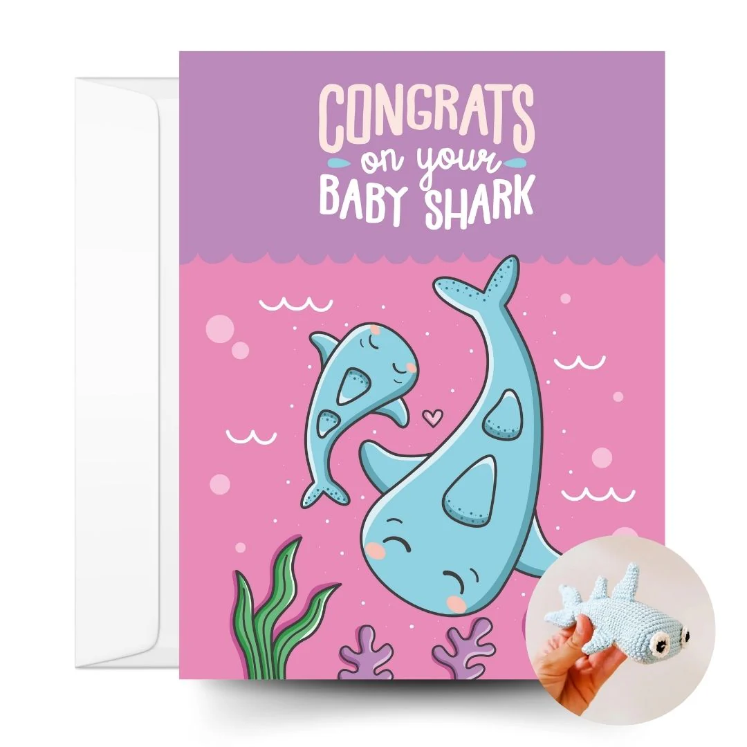 Shark Crochet Pattern & Matching Card: "Baby Congratulations" - Image 10