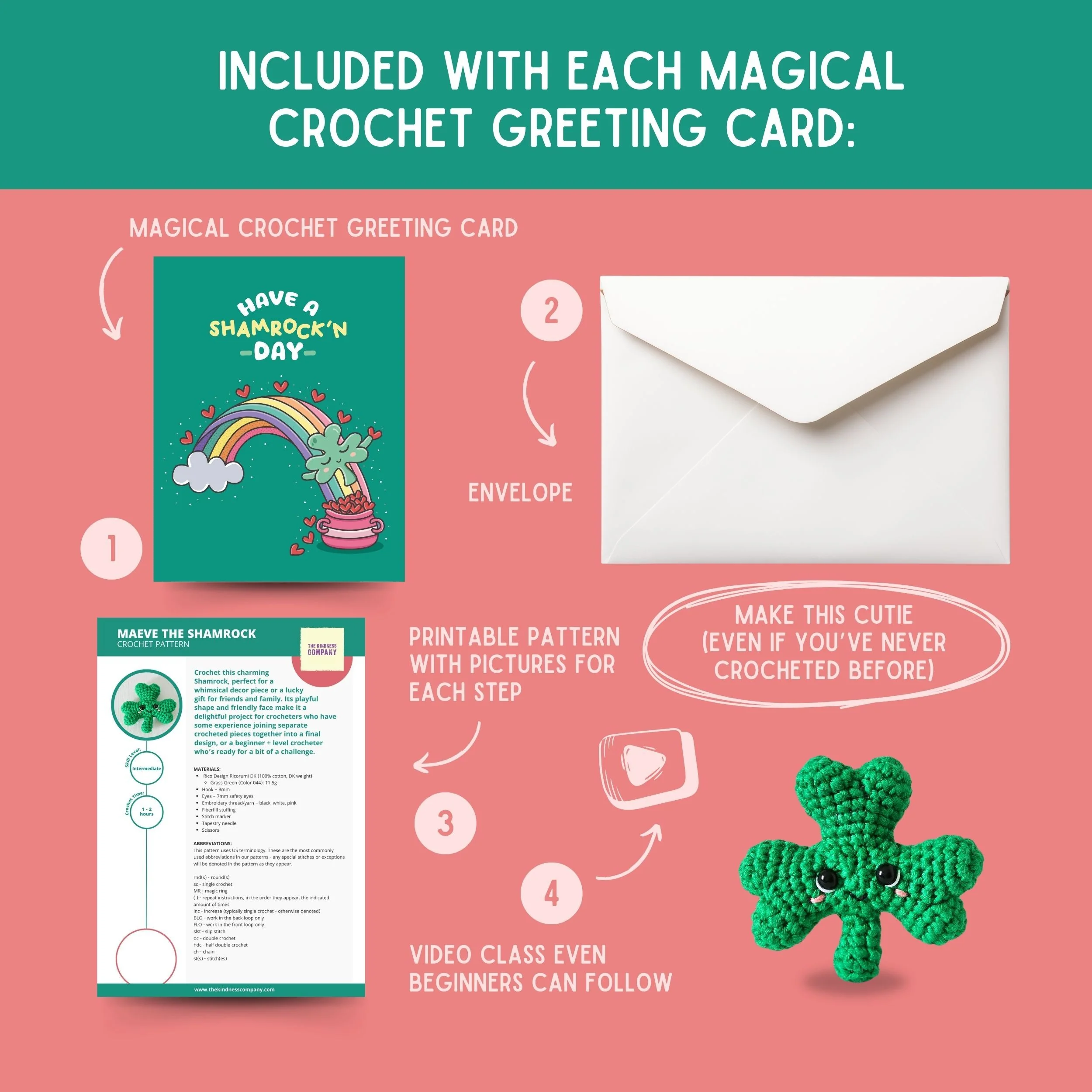 Shamrock Crochet Pattern & Matching Card: "Have A Shamrock'n Day" - Image 3
