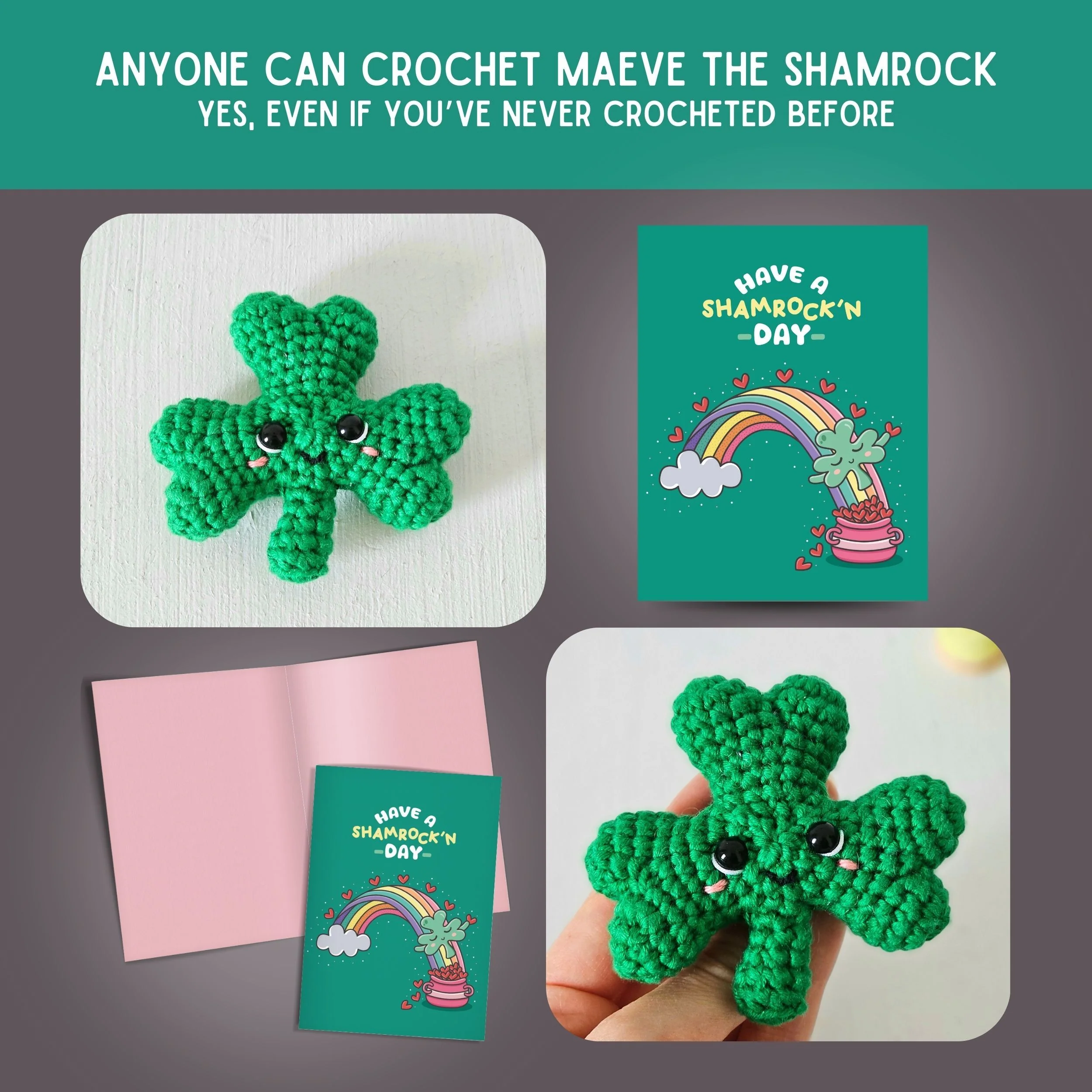 Shamrock Crochet Pattern & Matching Card: "Have A Shamrock'n Day" - Image 5