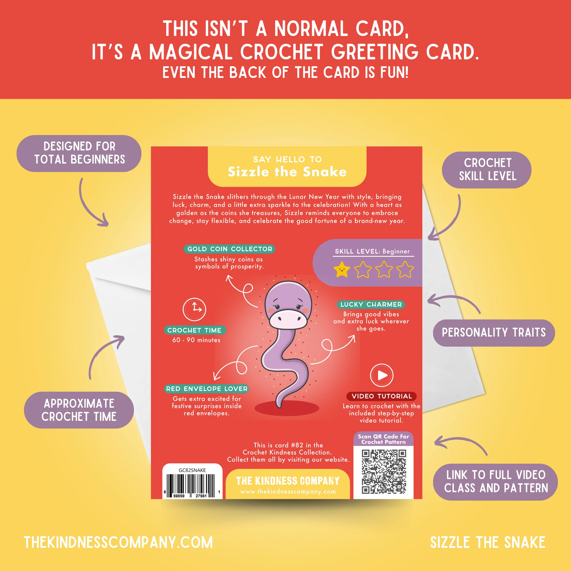 Snake Crochet Pattern & Matching Card: "Have A Sssuper Year Of The Snake" - Image 7