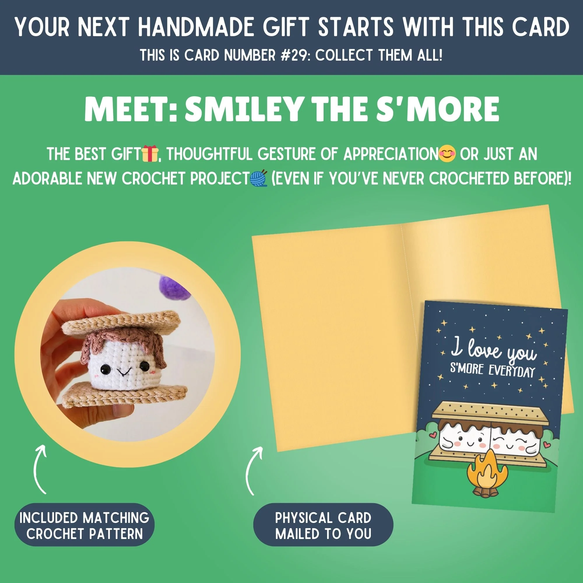 S'more Crochet Pattern & Matching Card: "I Love You" - Image 2