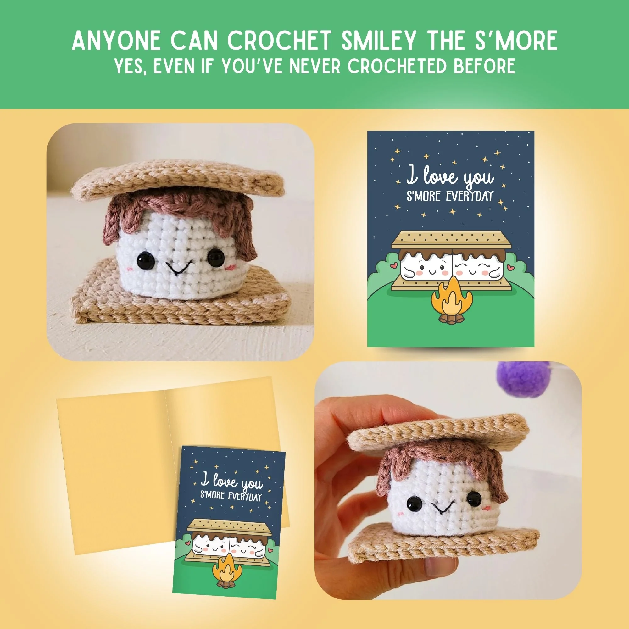 S'more Crochet Pattern & Matching Card: "I Love You" - Image 5