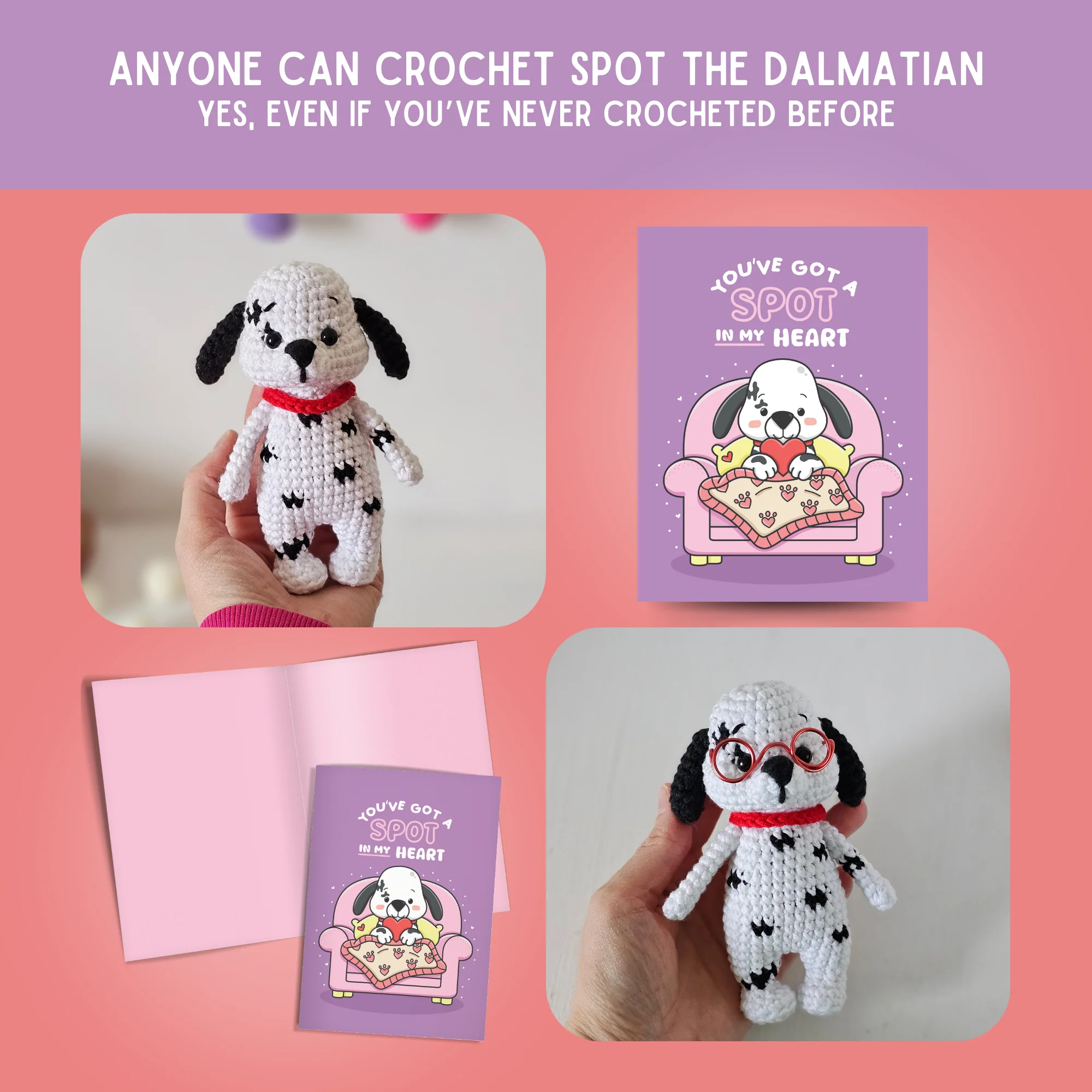 Dalmatian Crochet Pattern & Matching Card: "You've Got A Spot In My Heart" - Image 5