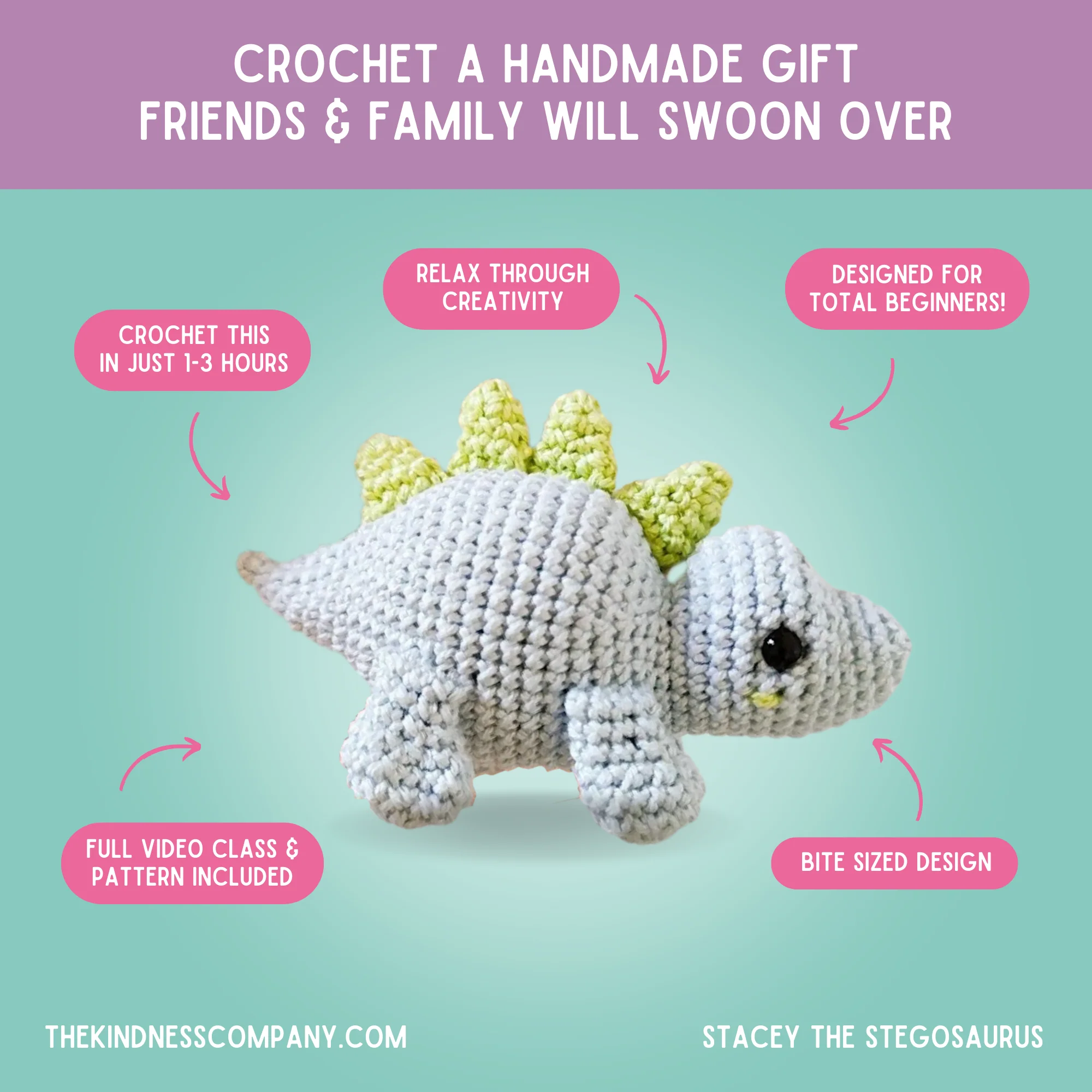 Stegosaurus Crochet Pattern & Matching Card: "Pregosaurus" - Image 4