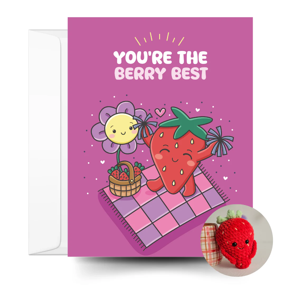 Strawberry Crochet Pattern & Matching Card: "You're The Berry Best"