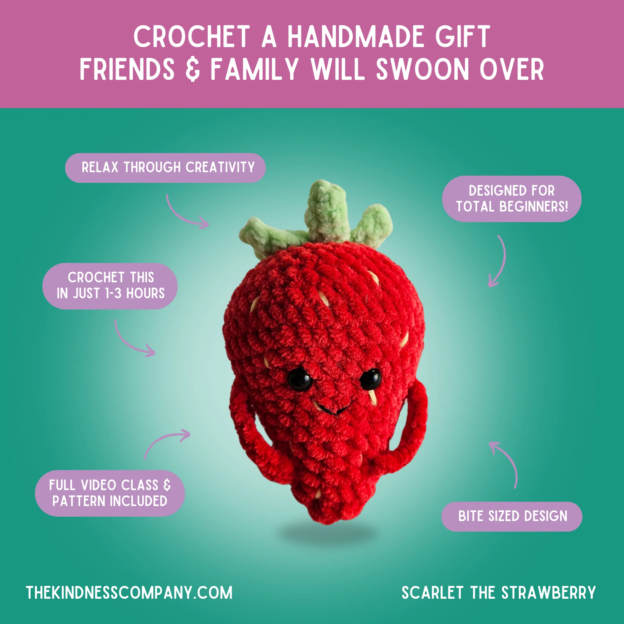 Strawberry Crochet Pattern & Matching Card: "You're The Berry Best" - Image 4