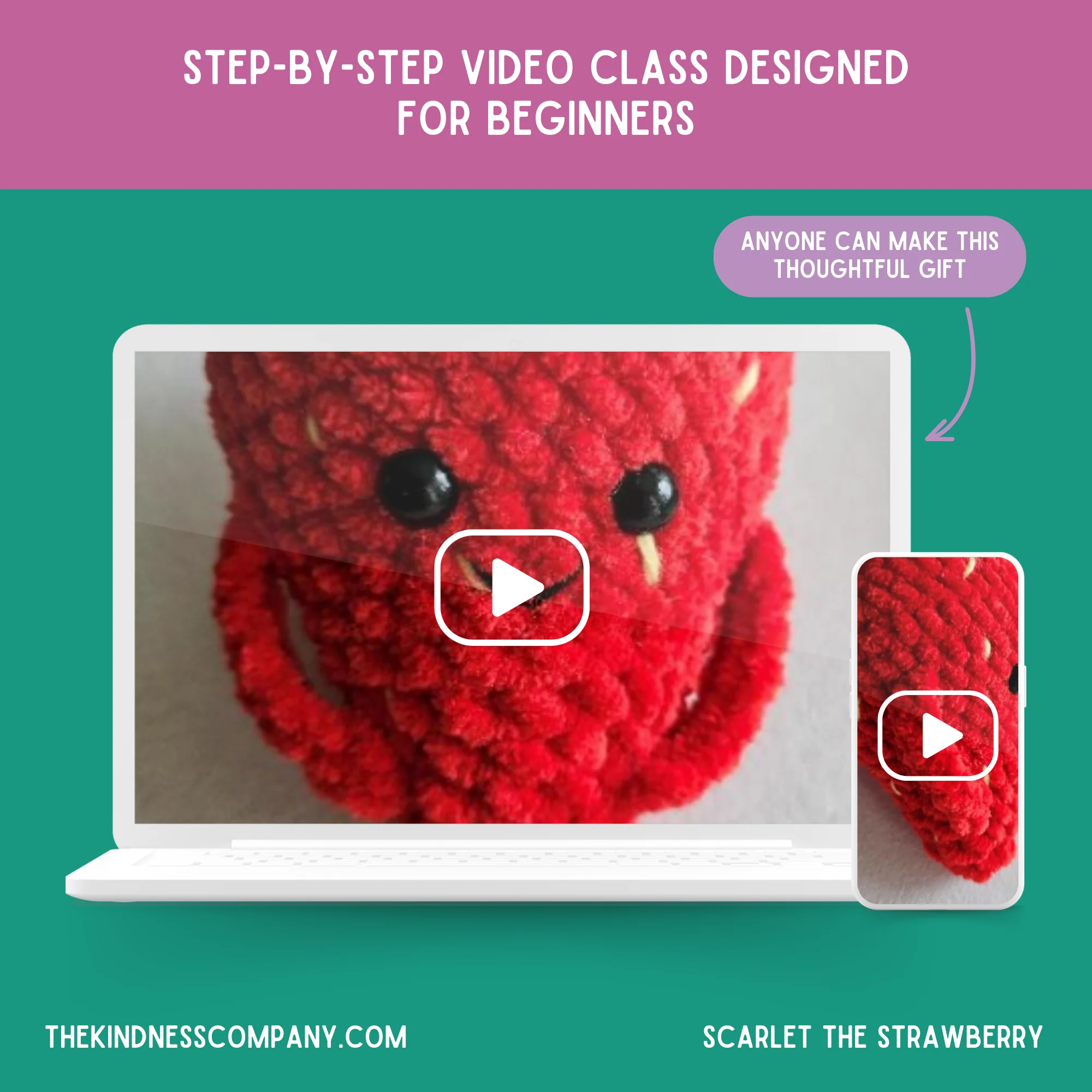 Strawberry Crochet Pattern & Matching Card: "You're The Berry Best" - Image 8