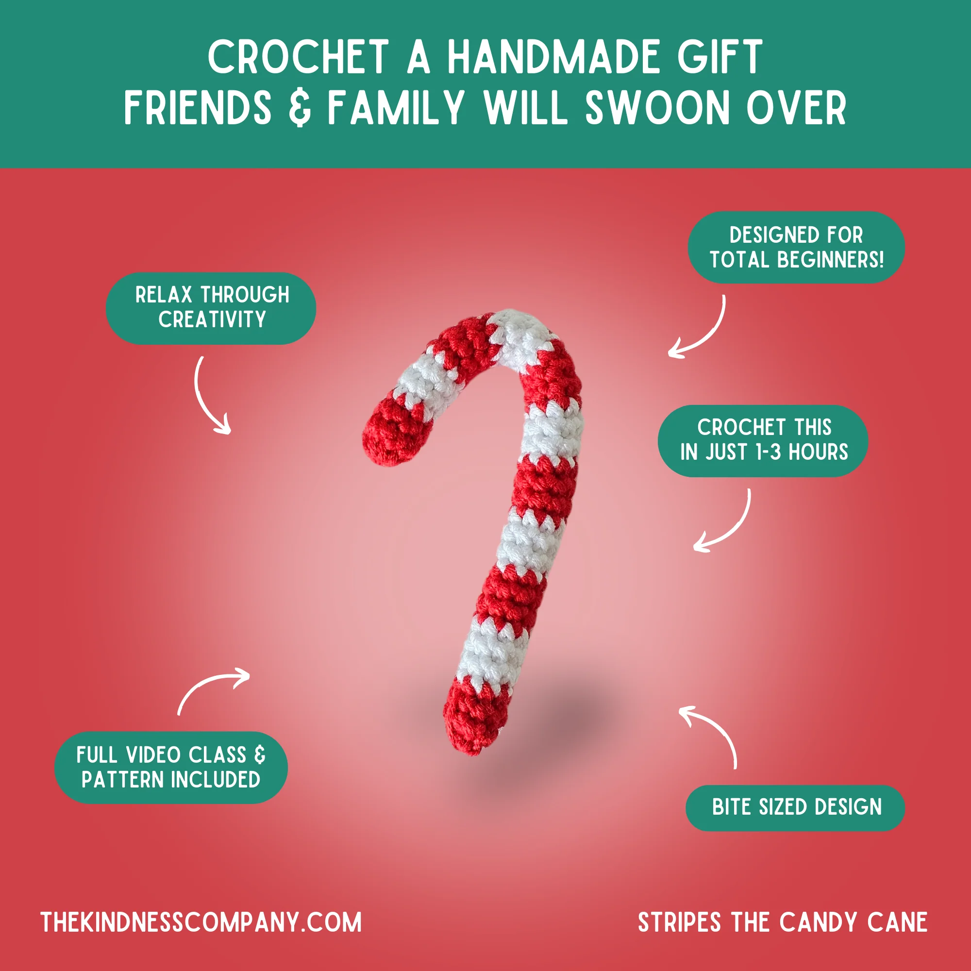Candy Cane Crochet Pattern & Matching Card: "Happy Holidays!" - Image 4