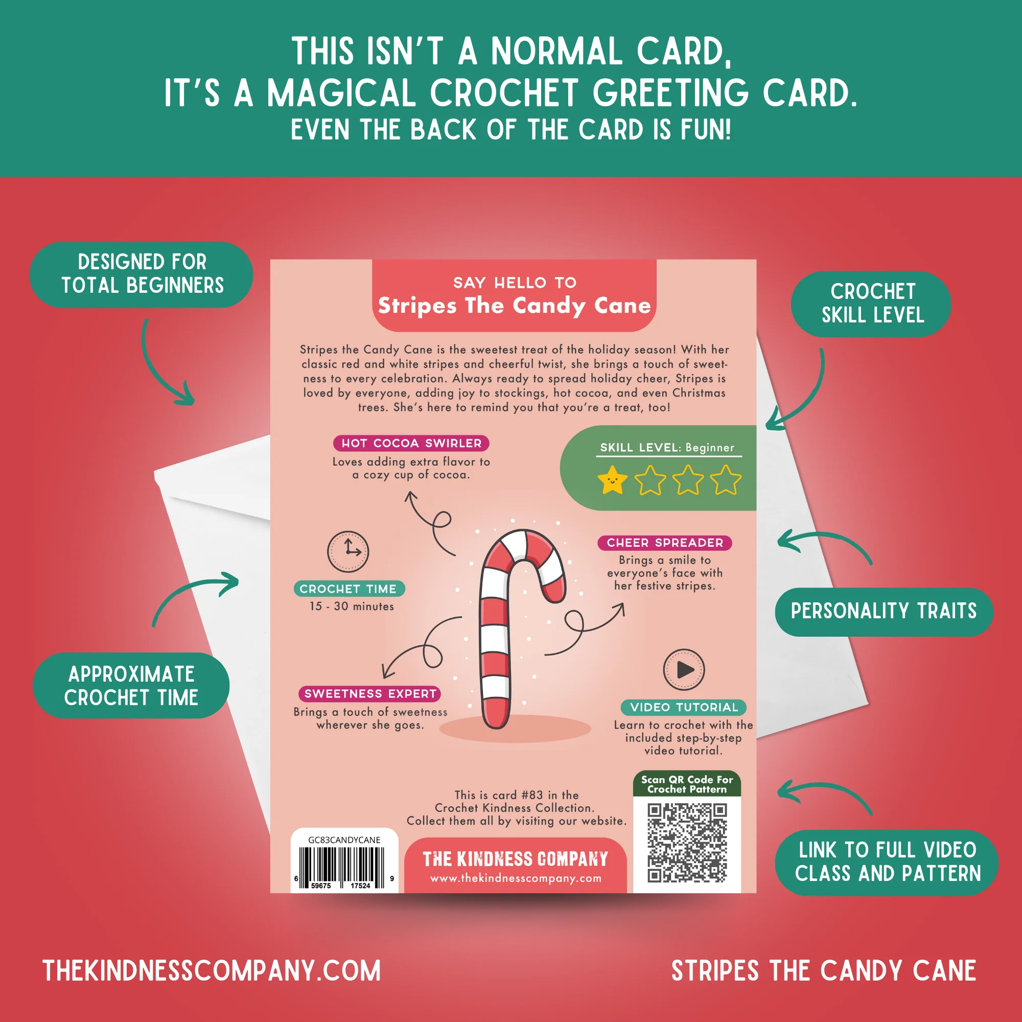Candy Cane Crochet Pattern & Matching Card: "Happy Holidays!" - Image 7