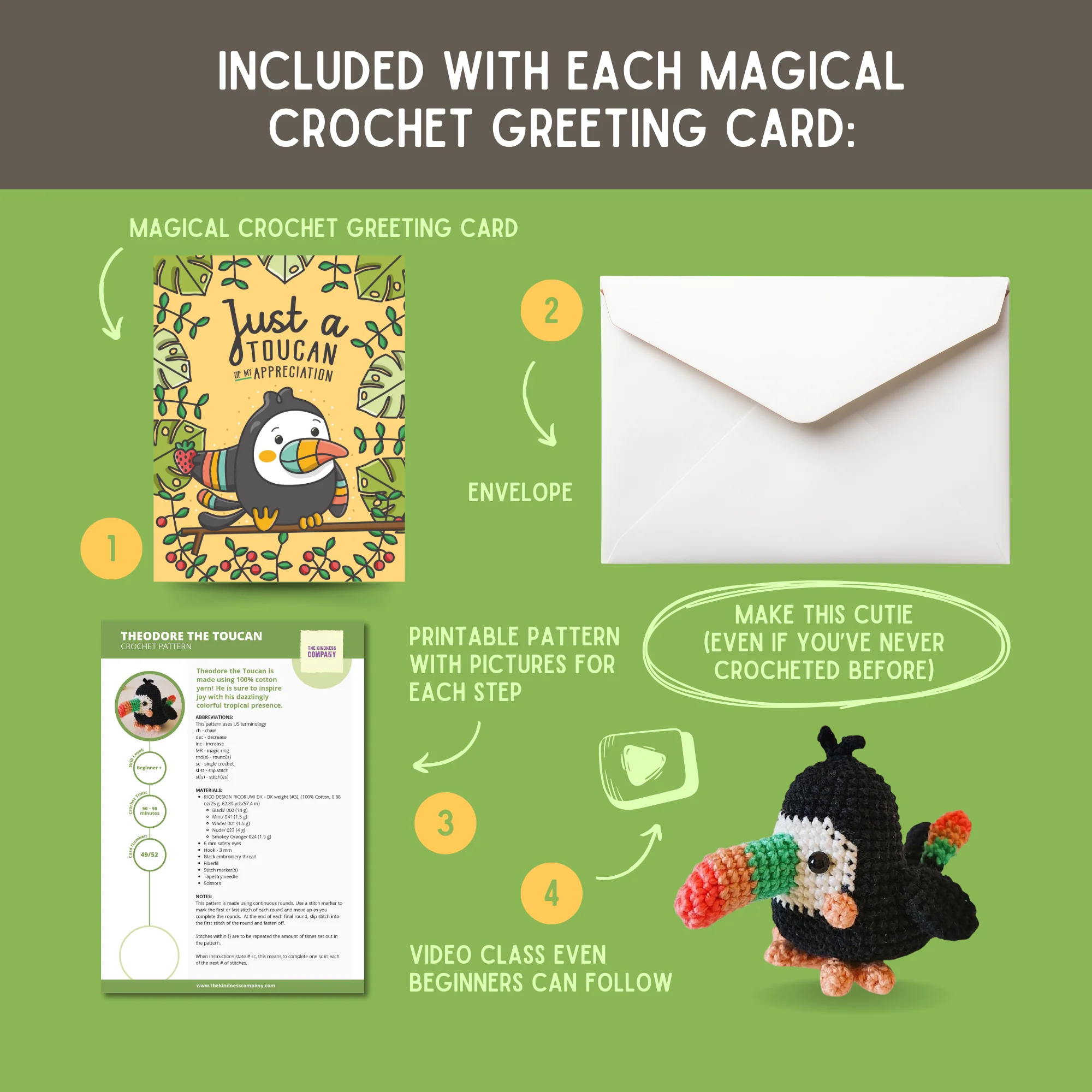 Toucan Crochet Pattern & Matching Card: "Appreciation" - Image 3