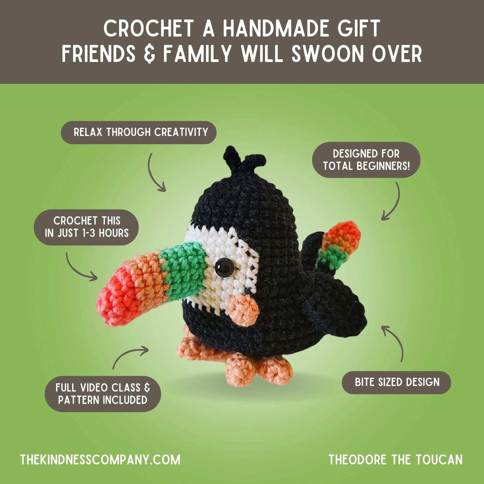 Toucan Crochet Pattern & Matching Card: "Appreciation" - Image 4