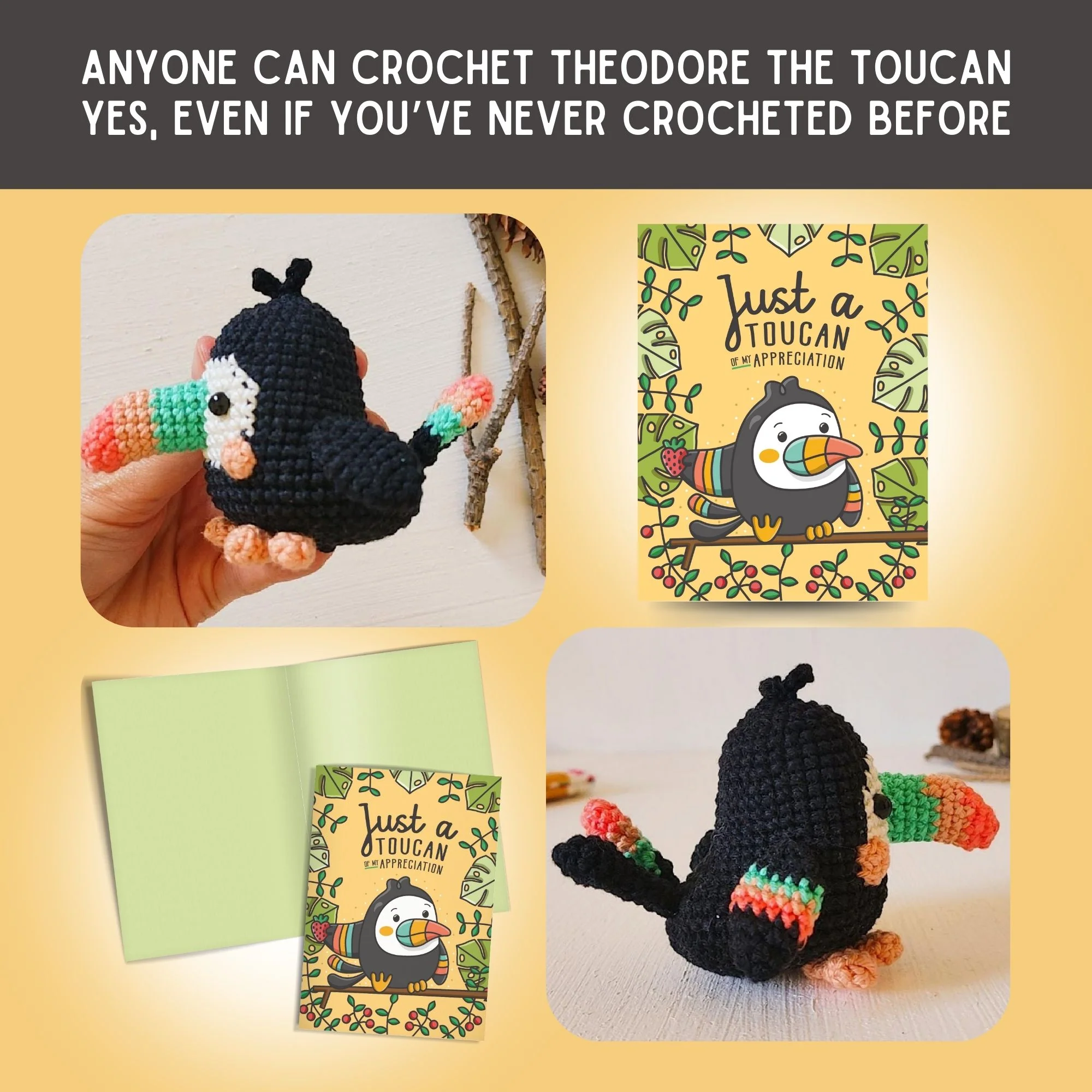 Toucan Crochet Pattern & Matching Card: "Appreciation" - Image 5