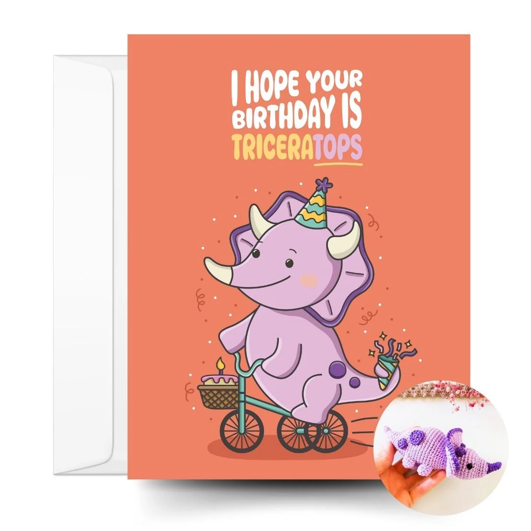 Triceratops Crochet Pattern & Matching Card: "Birthday" - Image 10