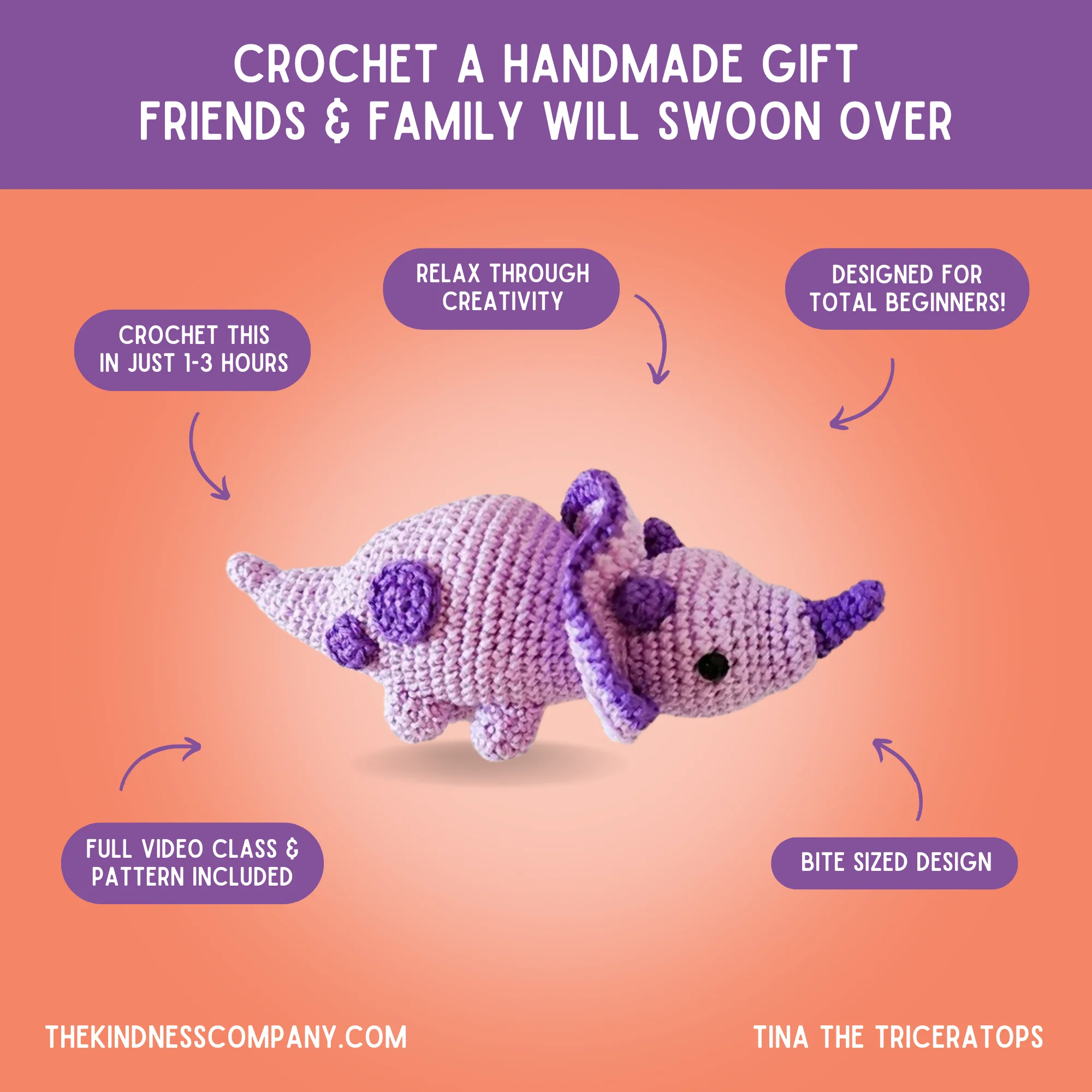 Triceratops Crochet Pattern & Matching Card: "Birthday" - Image 4