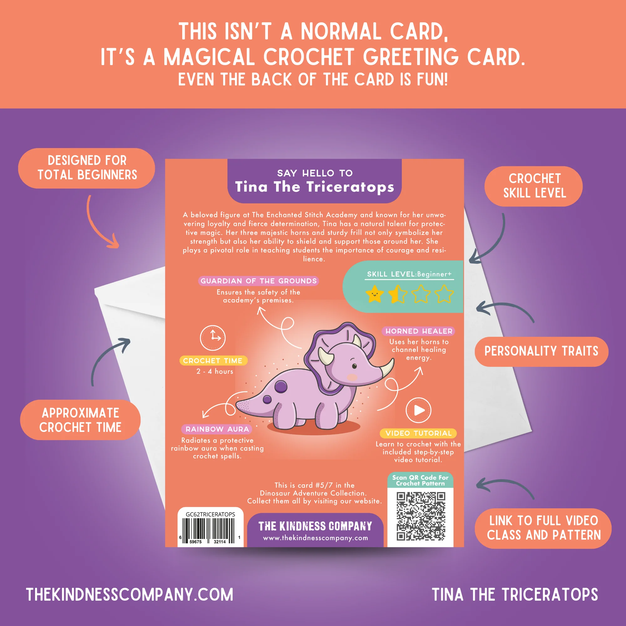 Triceratops Crochet Pattern & Matching Card: "Birthday" - Image 7