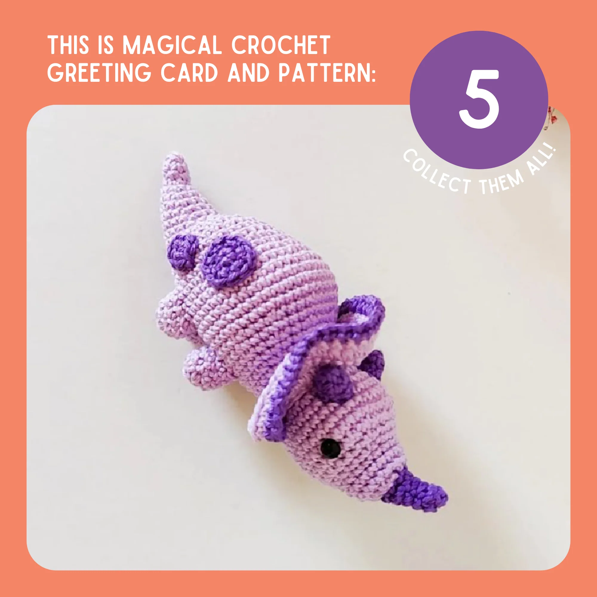 Triceratops Crochet Pattern & Matching Card: "Birthday" - Image 9