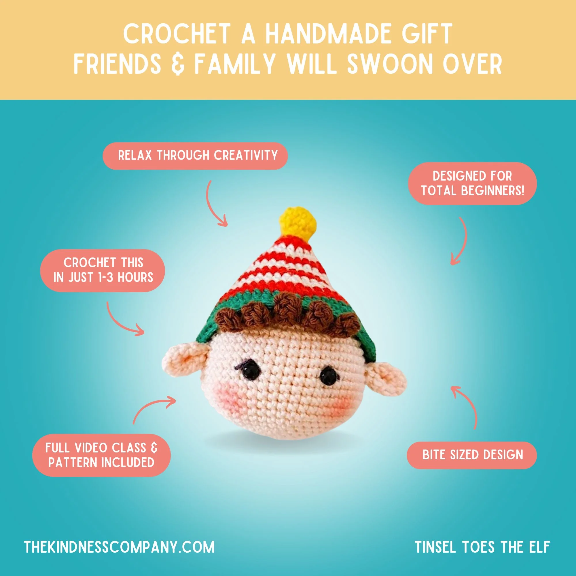 Elf Crochet Pattern & Matching Card:"Merry Little Christmas" - Image 4