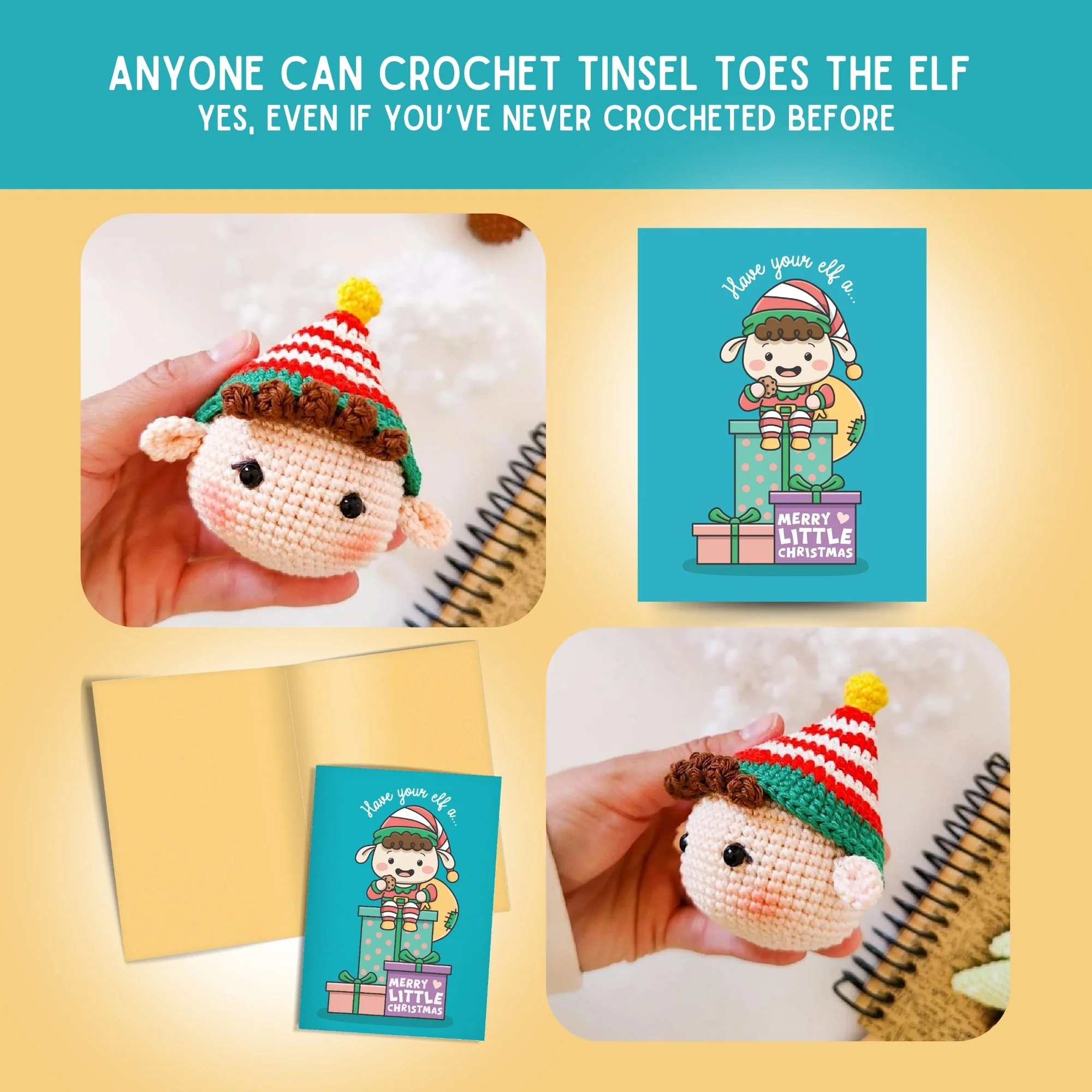 Elf Crochet Pattern & Matching Card:"Merry Little Christmas" - Image 5