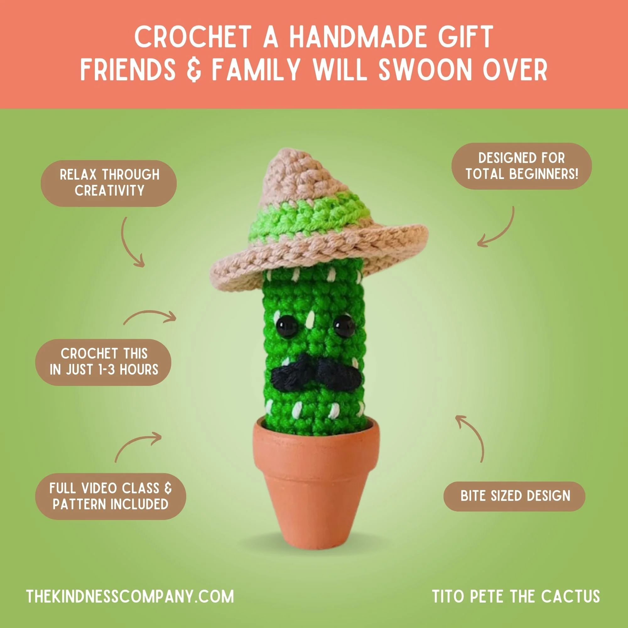 Cactus Crochet Pattern & Matching Greeting Card: "Thank You" - Image 4