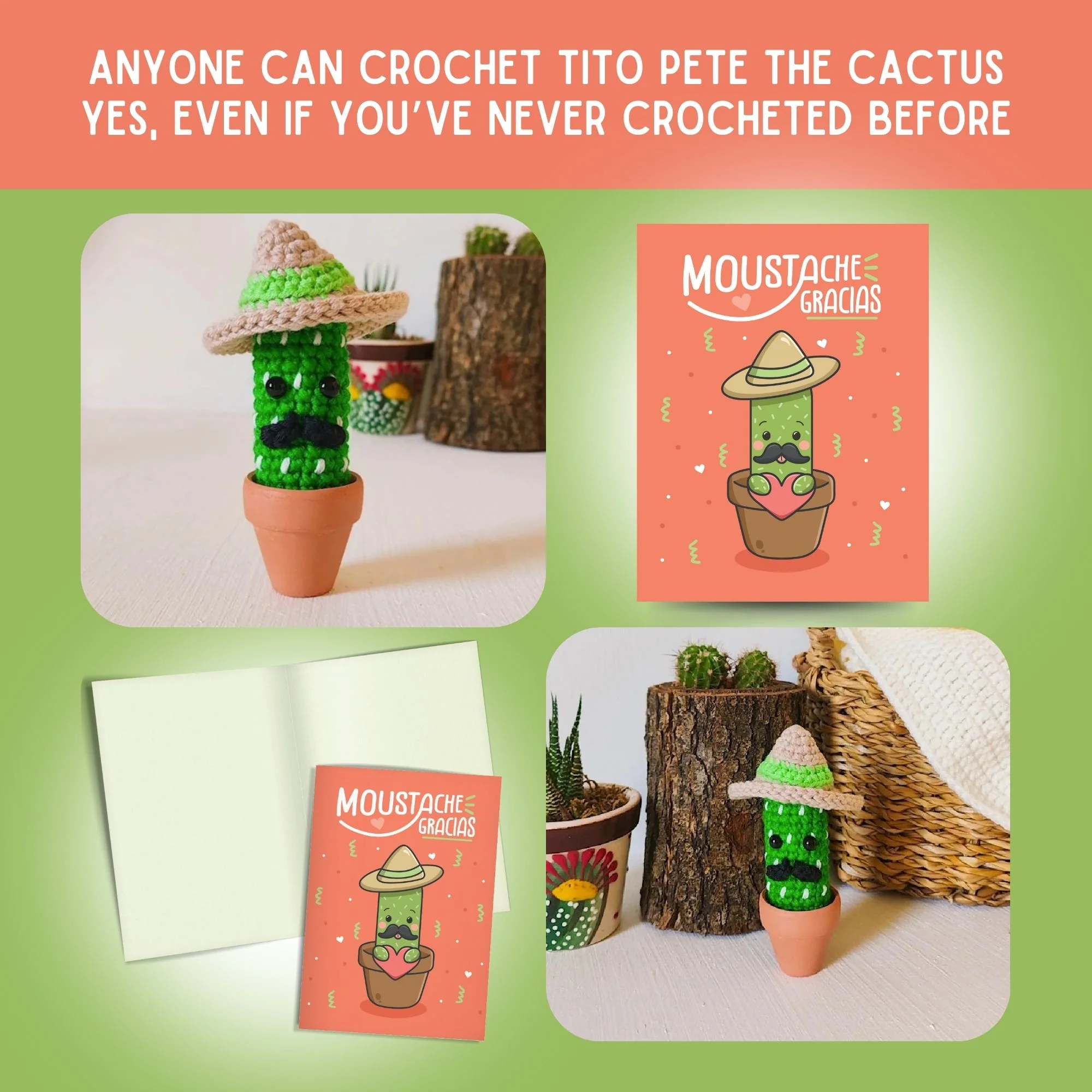 Cactus Crochet Pattern & Matching Greeting Card: "Thank You" - Image 5