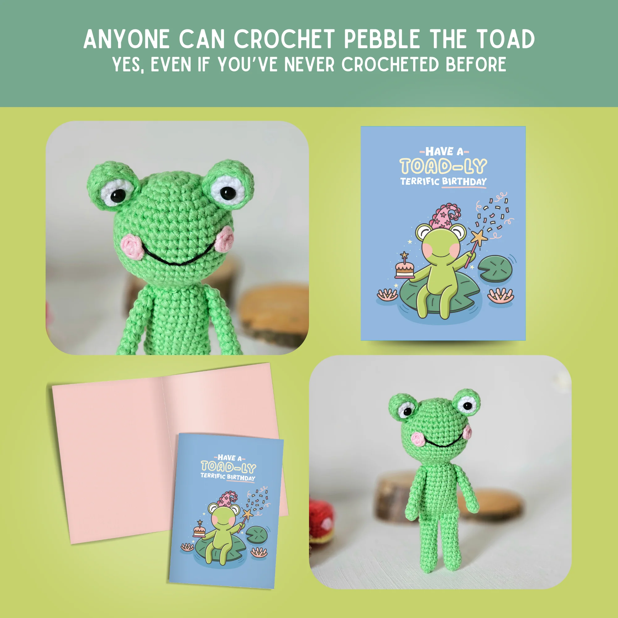 Toad Crochet Pattern & Matching Card: "Have a Toad-ly Terrific Birthday" - Image 5