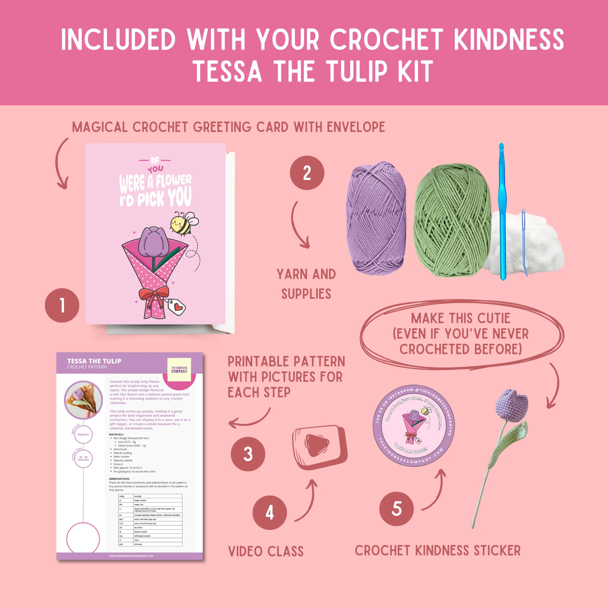 The Forever Flower Crochet Kit & Greeting Card - Image 2